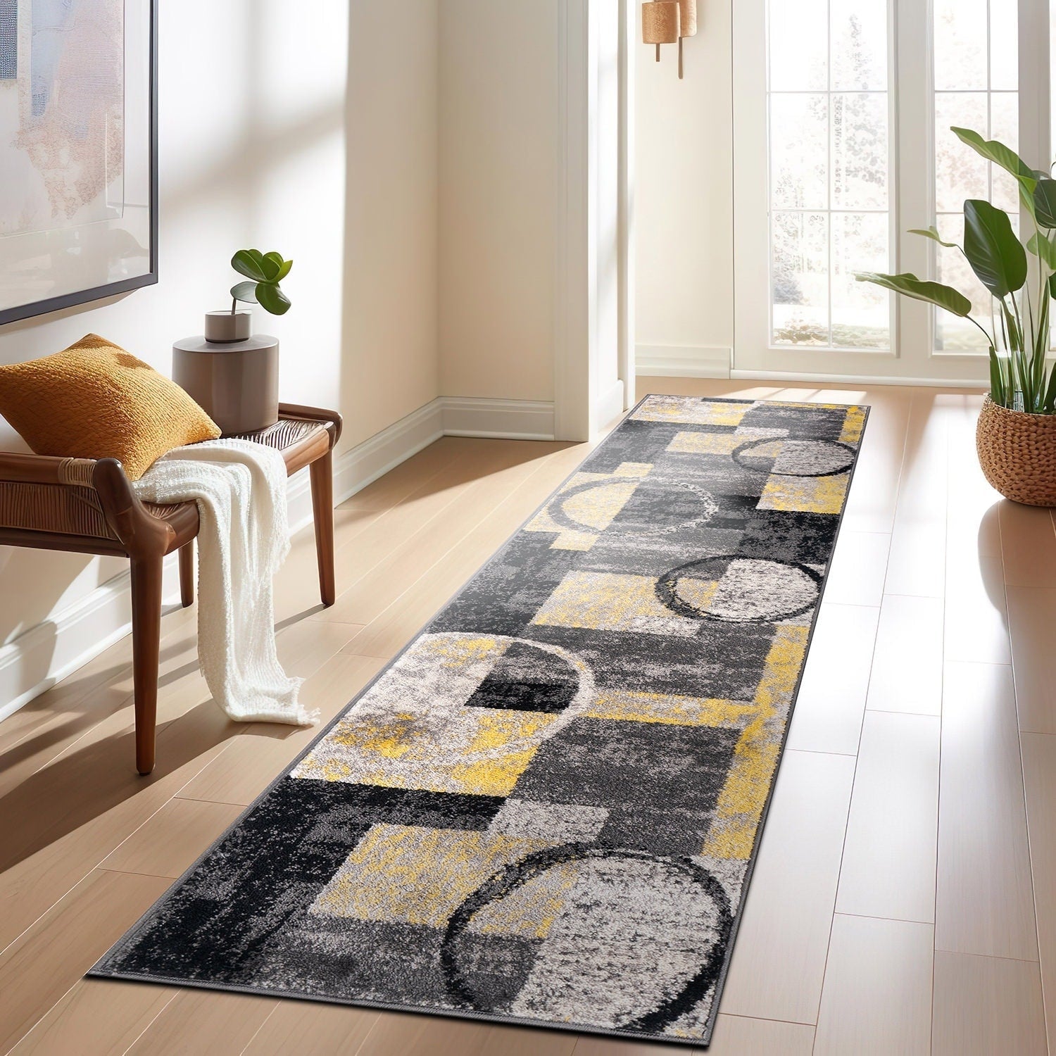 World Rug Gallery Abstract Polypropylene Machine-Made Circle Area Rug
