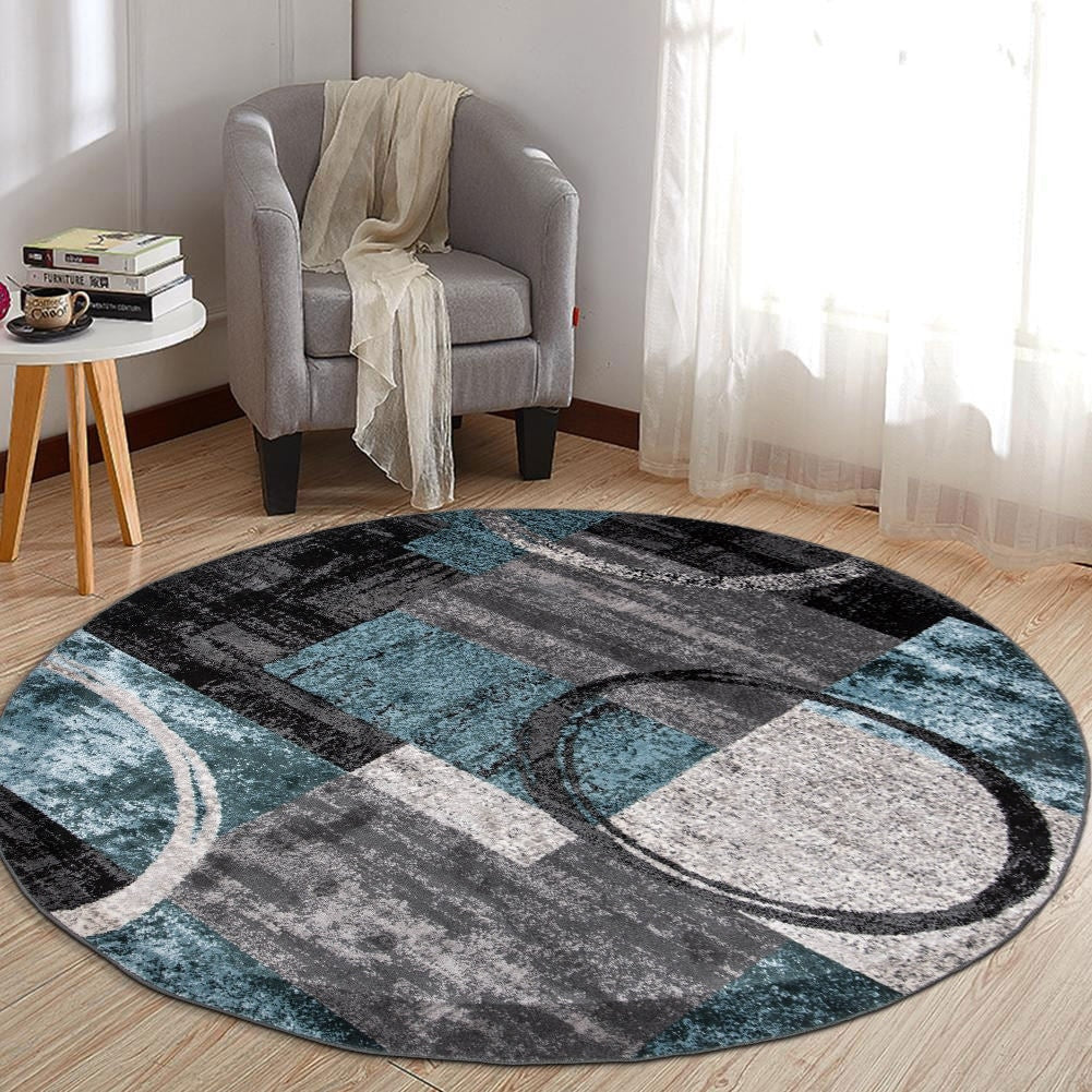 World Rug Gallery Abstract Polypropylene Machine-Made Circle Area Rug