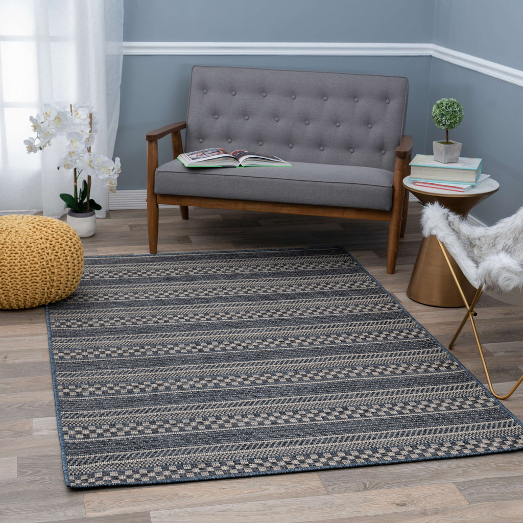 World Rug Gallery Bohemian Geometric Stripe Indoor/Outdoor Area Rug