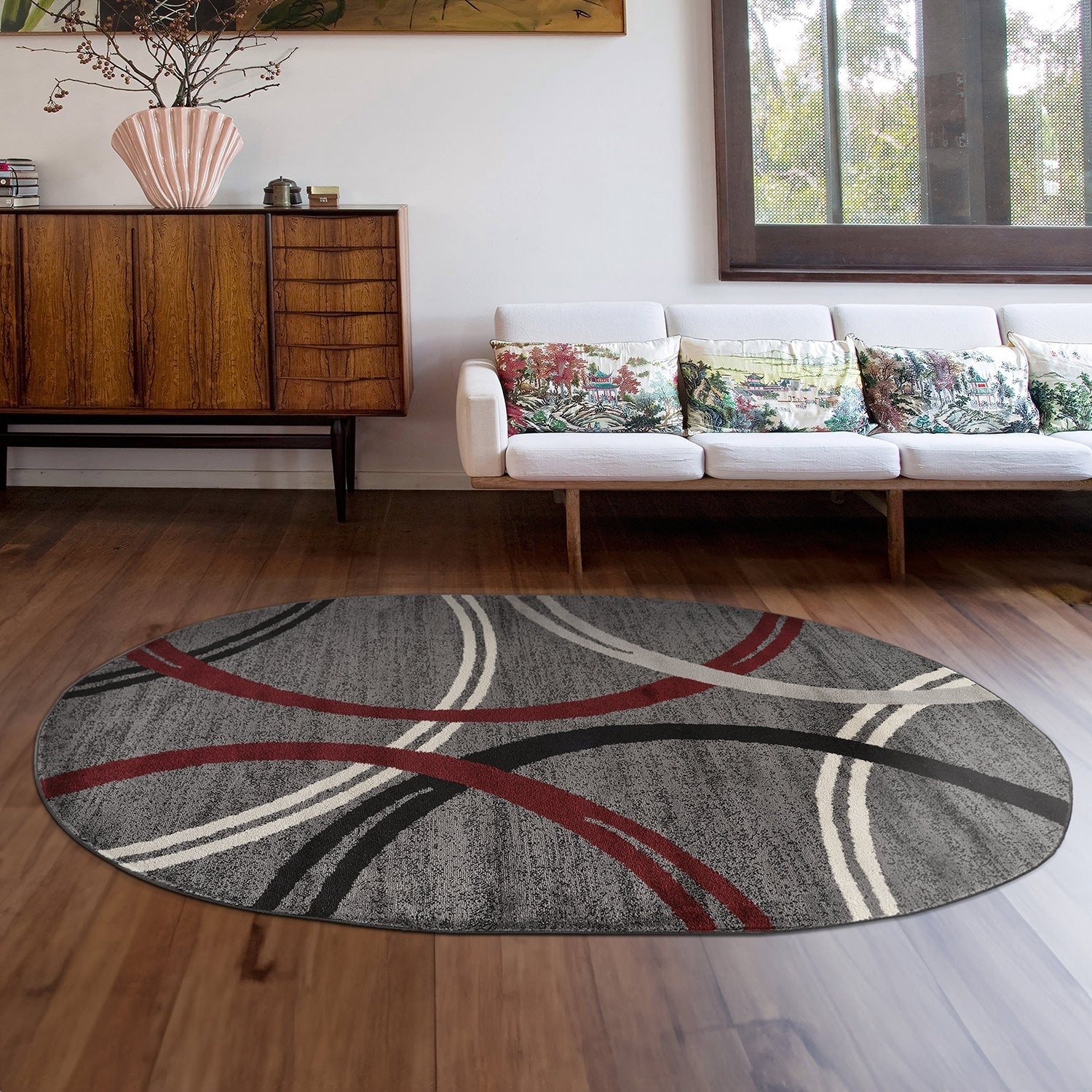World Rug Gallery Contemporary Abstract Circles Design Area Rug