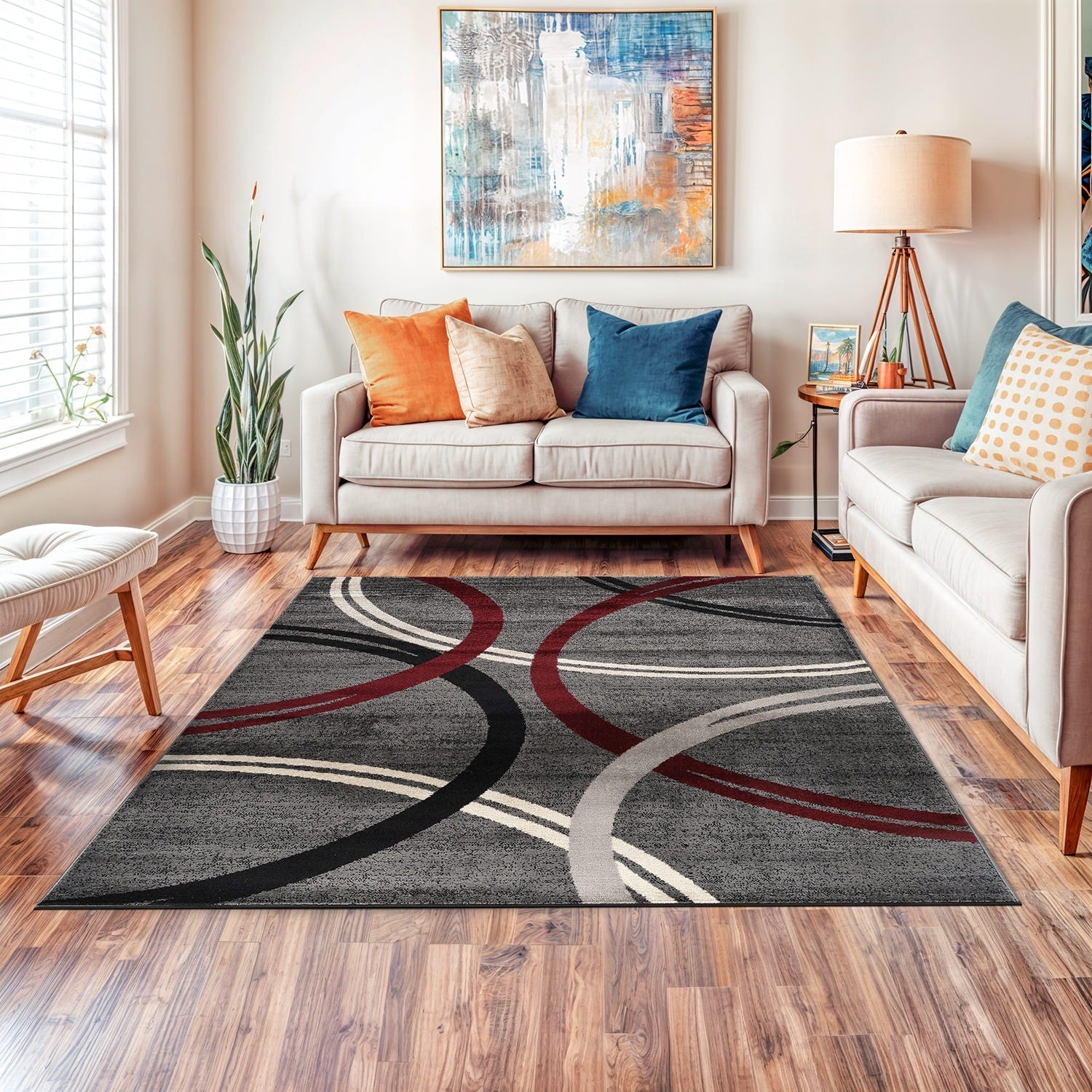 World Rug Gallery Contemporary Abstract Circles Design Area Rug