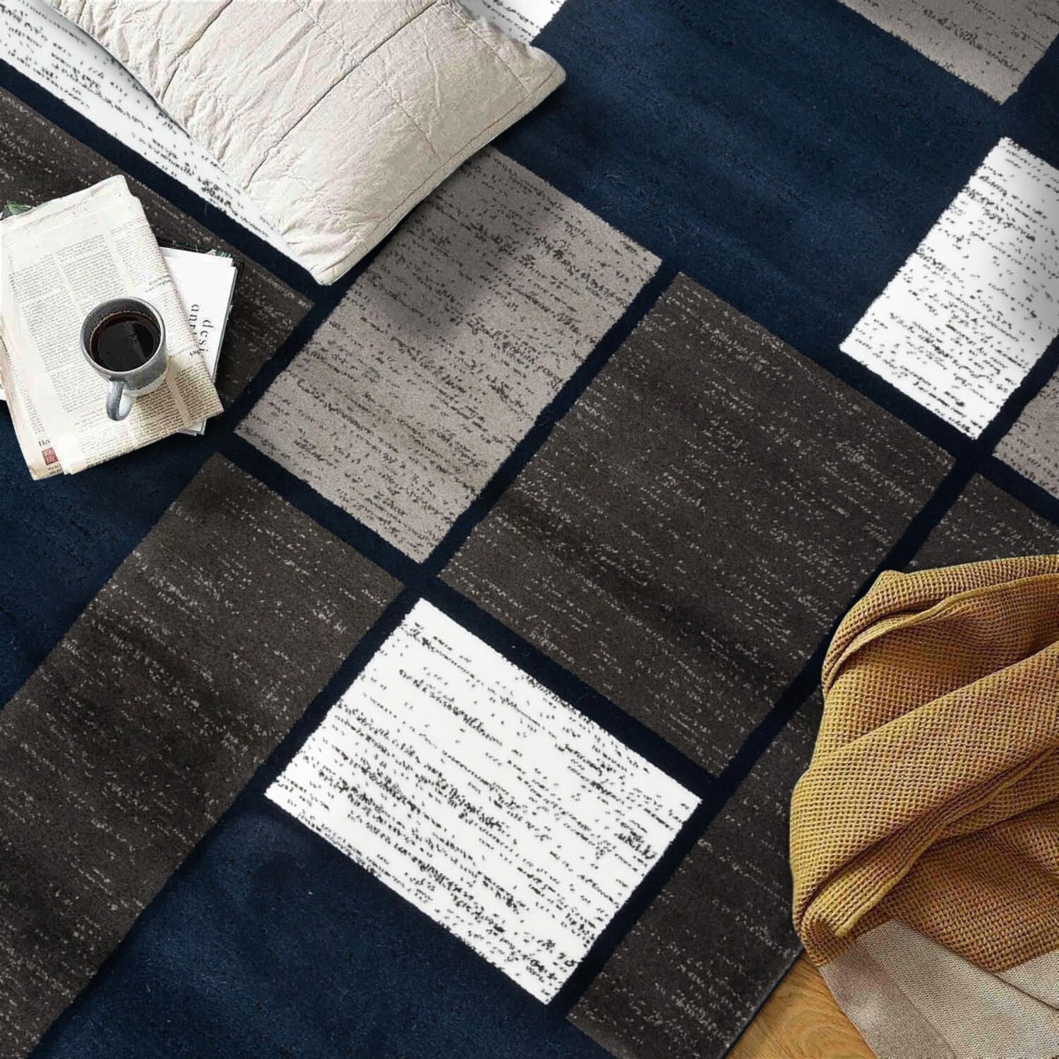 World Rug Gallery Contemporary Modern Boxed Color Block Area Rug