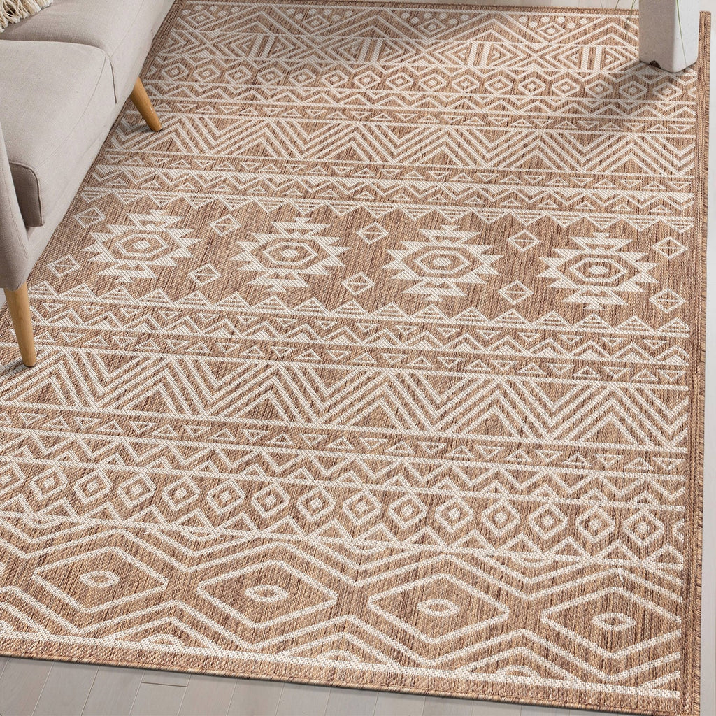 World Rug Gallery Distressed Geometric Bohemian Textured Flat Weave Indoor/Outdoor Area Rug