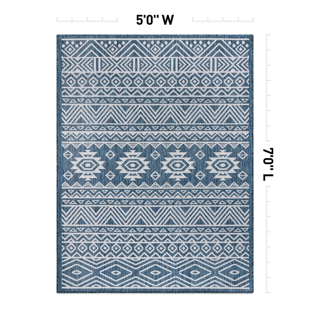 World Rug Gallery Distressed Geometric Bohemian Textured Flat Weave Indoor/Outdoor Area Rug