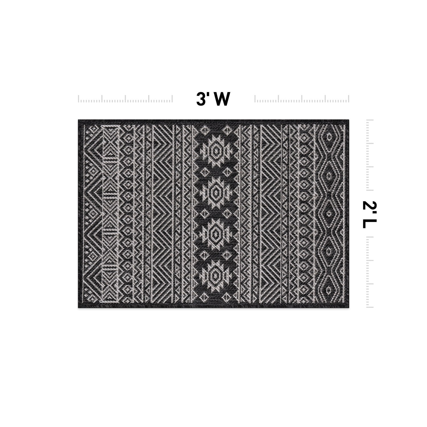 World Rug Gallery Distressed Geometric Bohemian Textured Flat Weave Indoor/Outdoor Area Rug