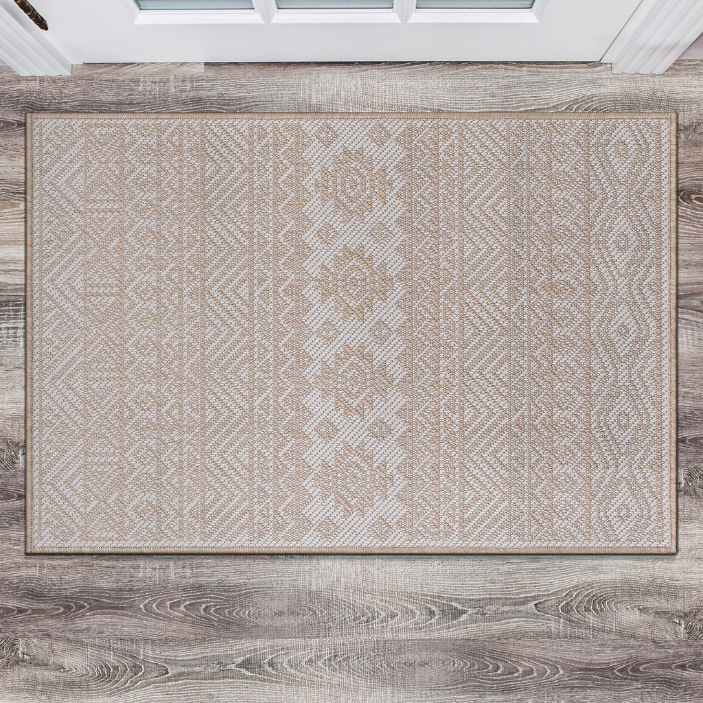 World Rug Gallery Distressed Geometric Bohemian Textured Flat Weave Indoor/Outdoor Area Rug
