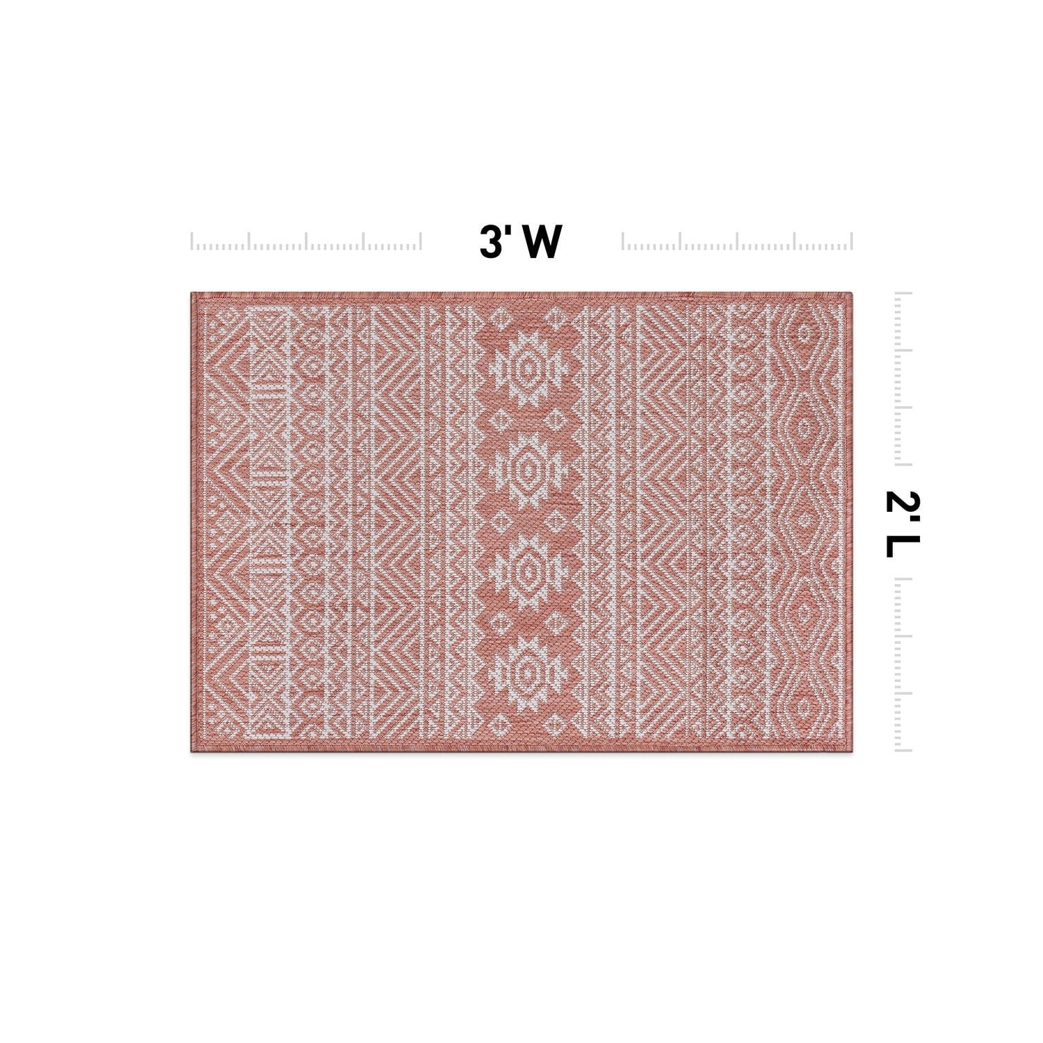 World Rug Gallery Distressed Geometric Bohemian Textured Flat Weave Indoor/Outdoor Area Rug