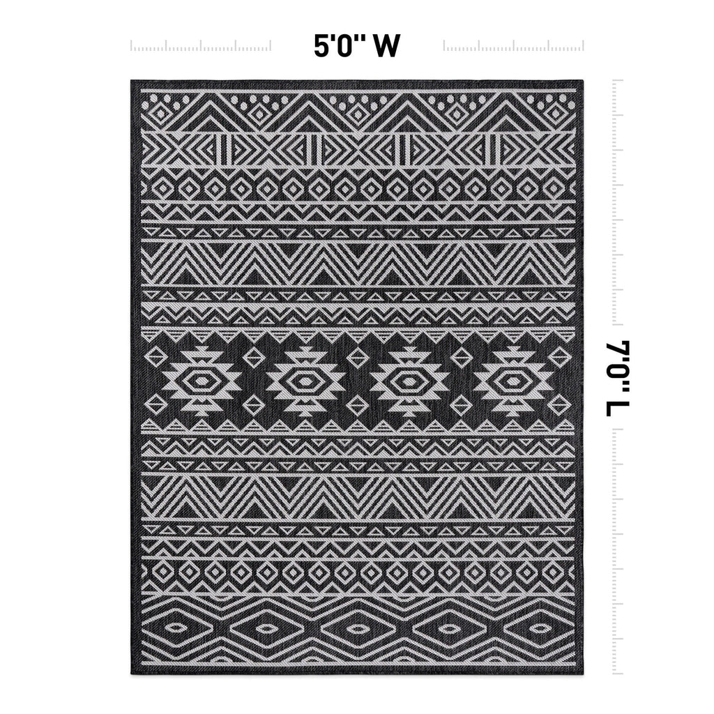 World Rug Gallery Distressed Geometric Bohemian Textured Flat Weave Indoor/Outdoor Area Rug