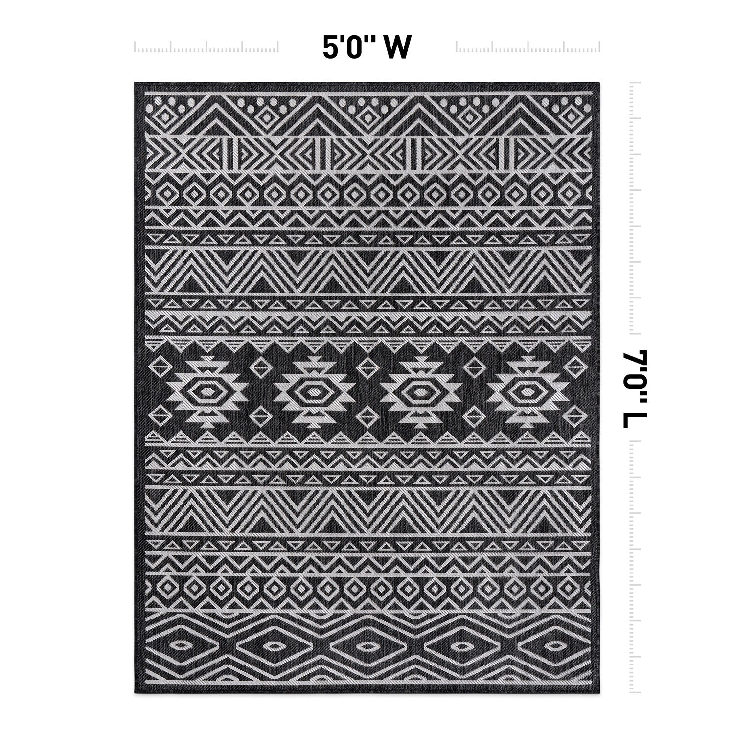 World Rug Gallery Distressed Geometric Bohemian Textured Flat Weave Indoor/Outdoor Area Rug