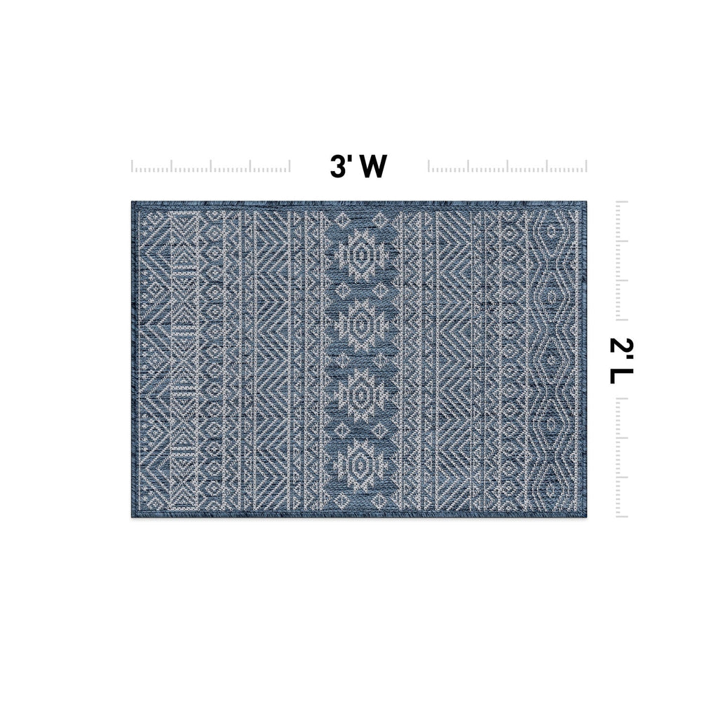 World Rug Gallery Distressed Geometric Bohemian Textured Flat Weave Indoor/Outdoor Area Rug