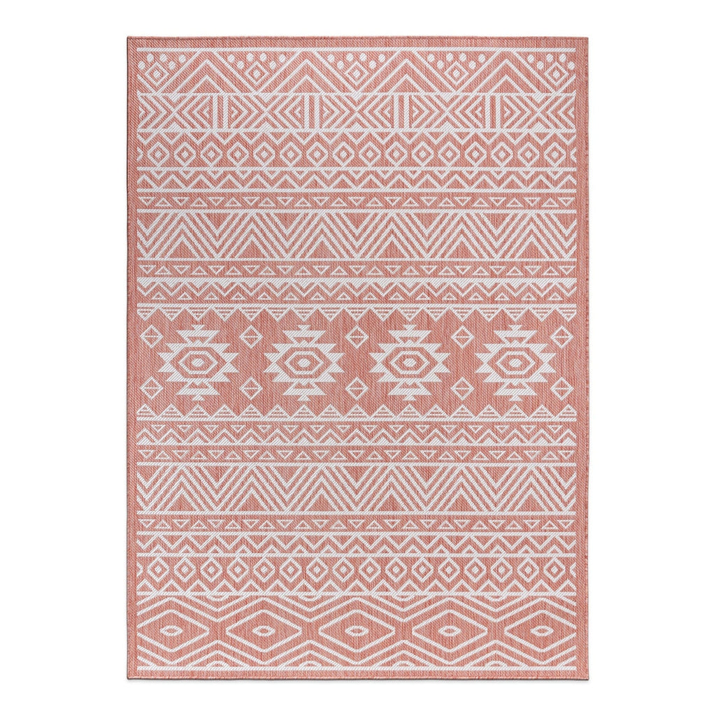 World Rug Gallery Distressed Geometric Bohemian Textured Flat Weave Indoor/Outdoor Area Rug