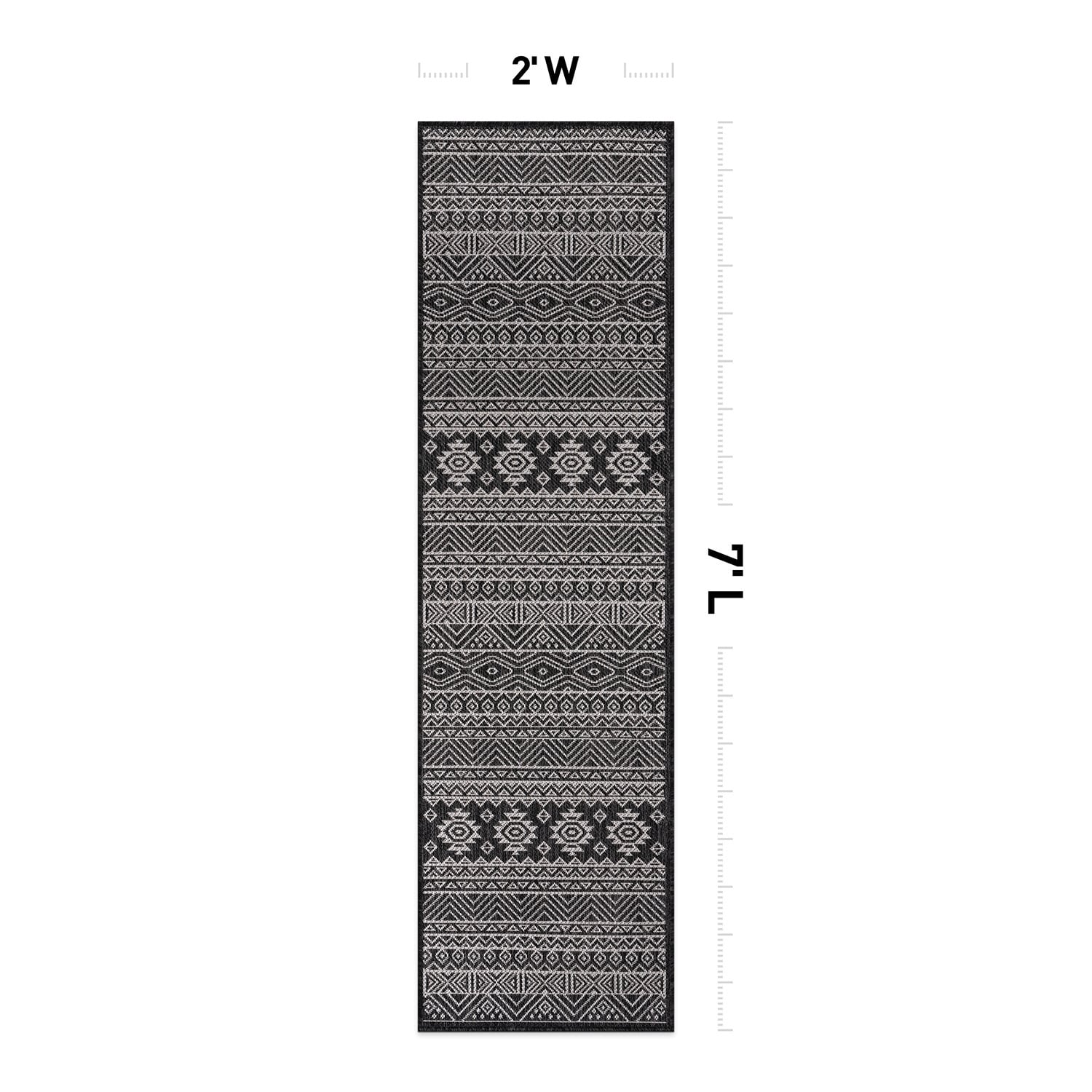 World Rug Gallery Distressed Geometric Bohemian Textured Flat Weave Indoor/Outdoor Area Rug