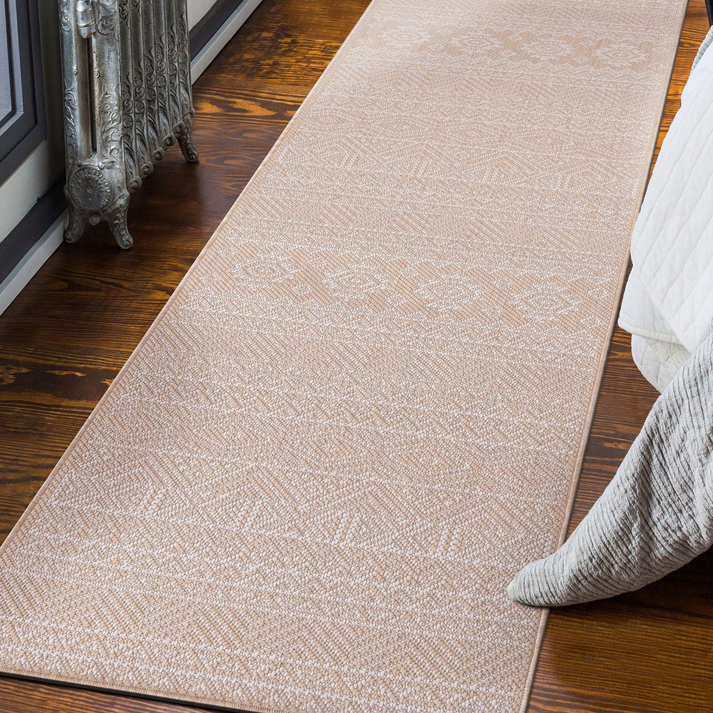 World Rug Gallery Distressed Geometric Bohemian Textured Flat Weave Indoor/Outdoor Area Rug