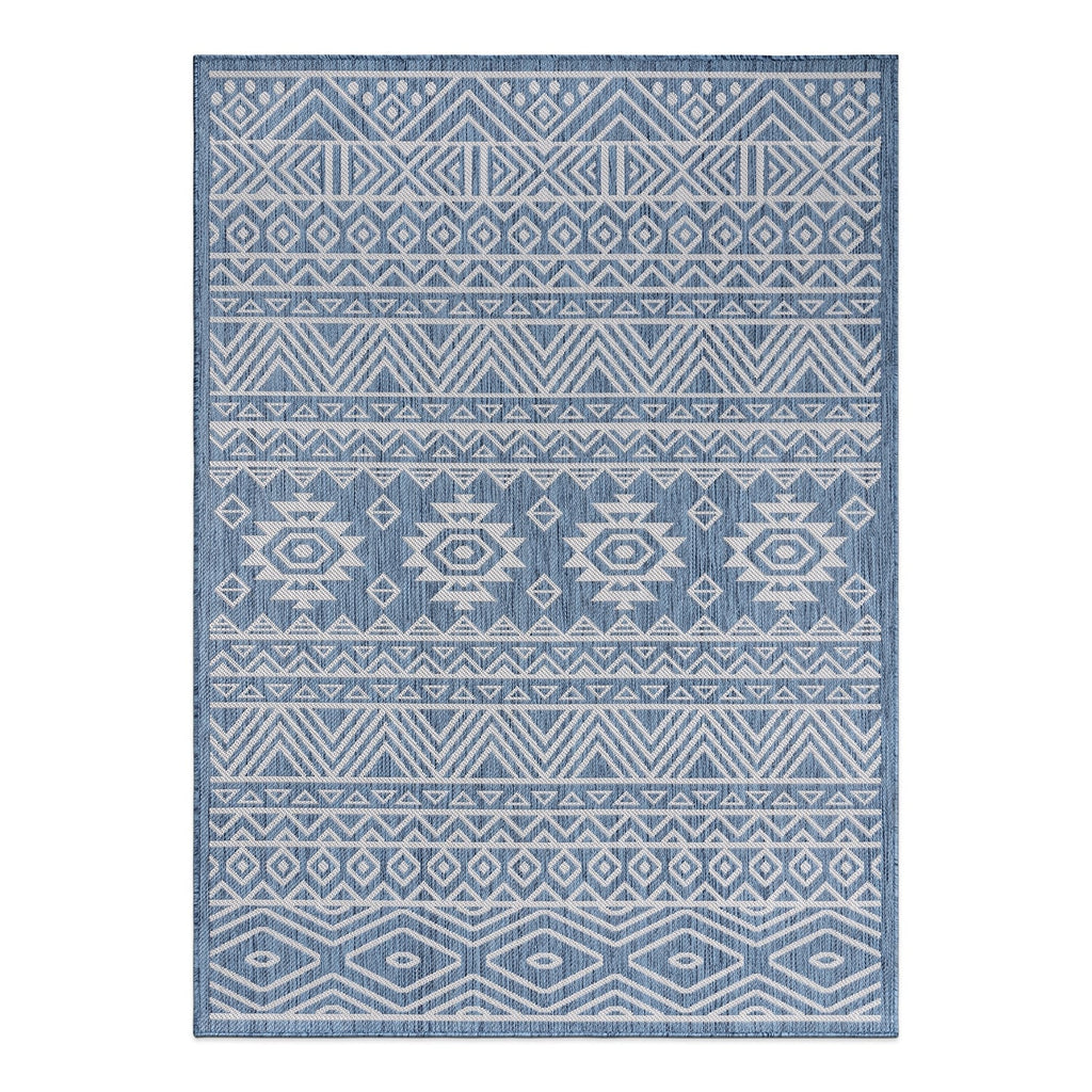World Rug Gallery Distressed Geometric Bohemian Textured Flat Weave Indoor/Outdoor Area Rug
