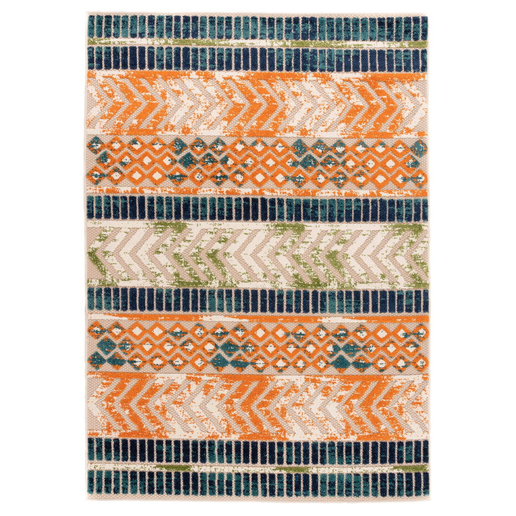 World Rug Gallery Distressed Geometric Indoor/Outdoor Area Rug