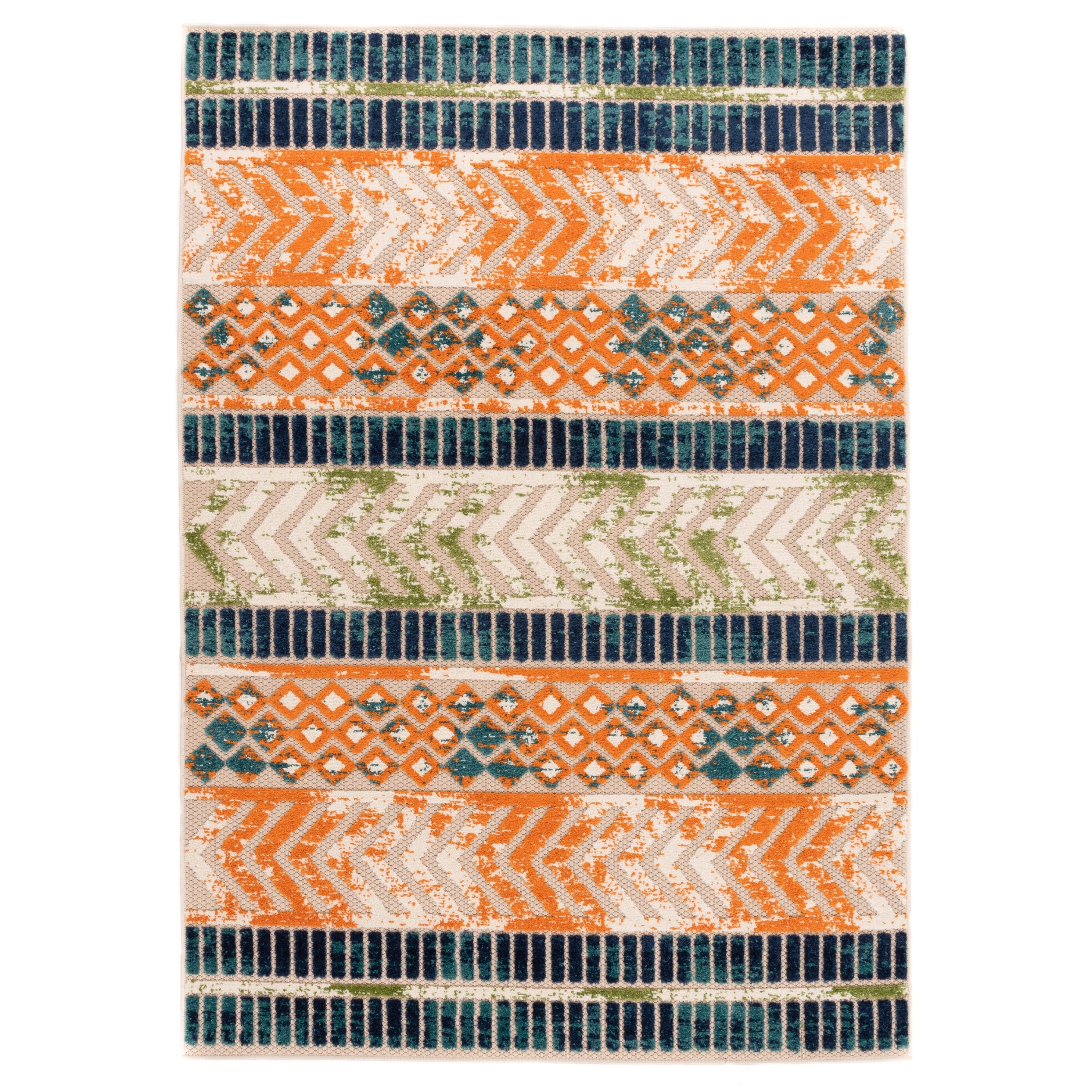 World Rug Gallery Distressed Geometric Indoor/Outdoor Area Rug