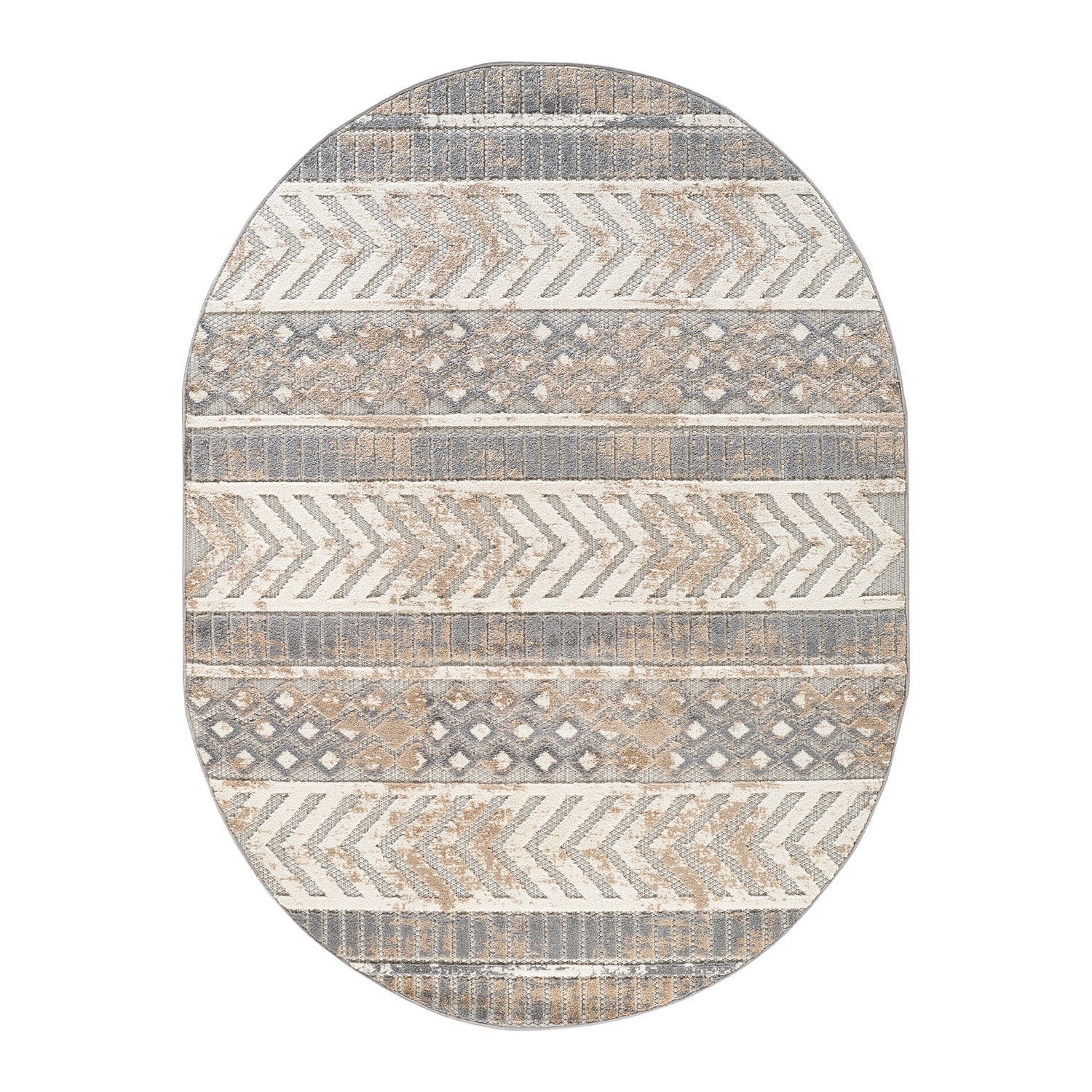 World Rug Gallery Distressed Geometric Indoor/Outdoor Area Rug