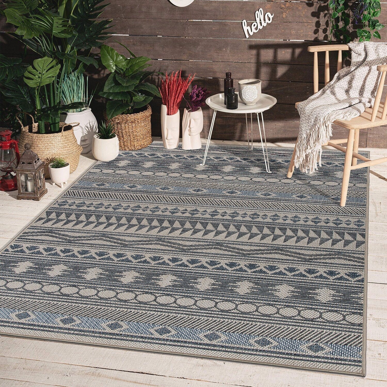 World Rug Gallery Modern Bohemian Global Indoor/Outdoor Area Rug