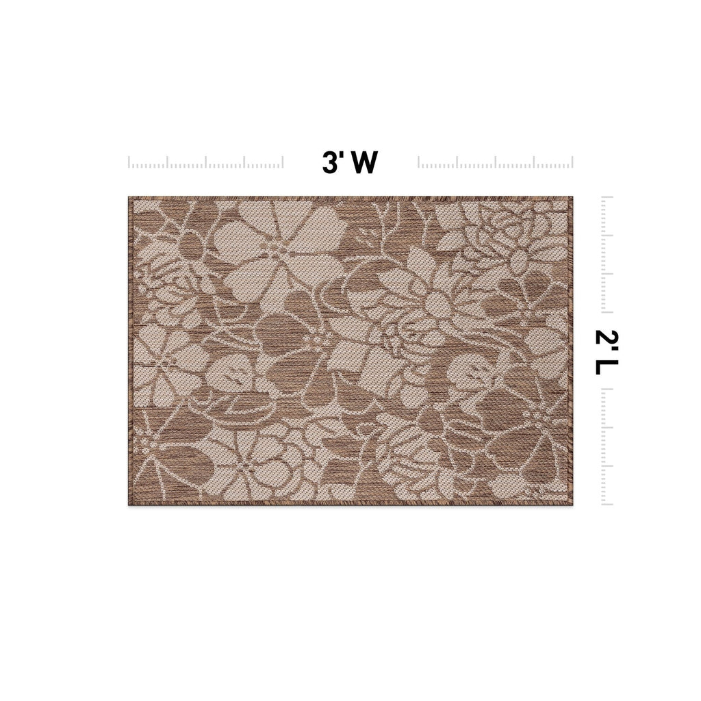 World Rug Gallery Modern Floral Flowers Textured Flat Weave Indoor/Outdoor Area Rug