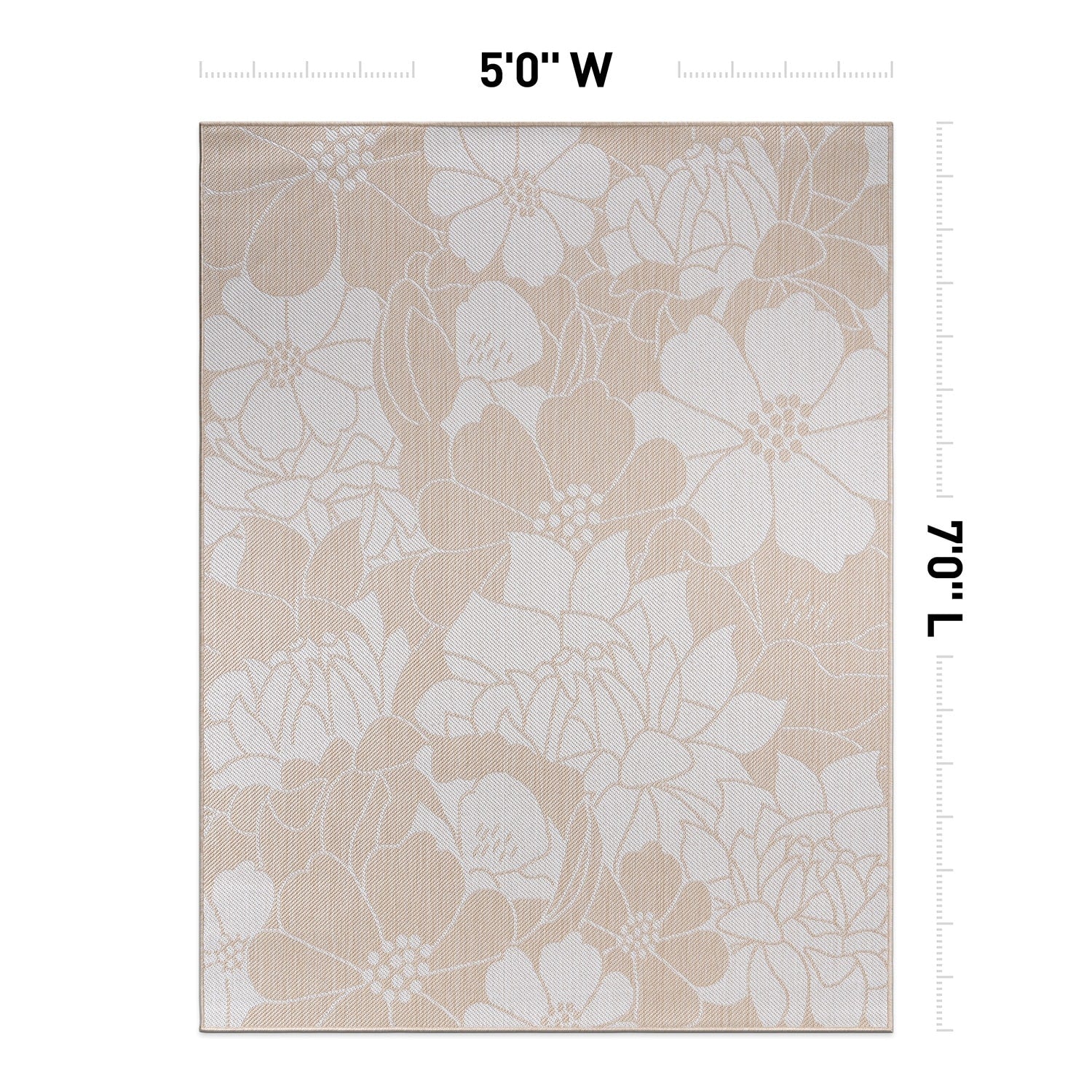 World Rug Gallery Modern Floral Flowers Textured Flat Weave Indoor/Outdoor Area Rug