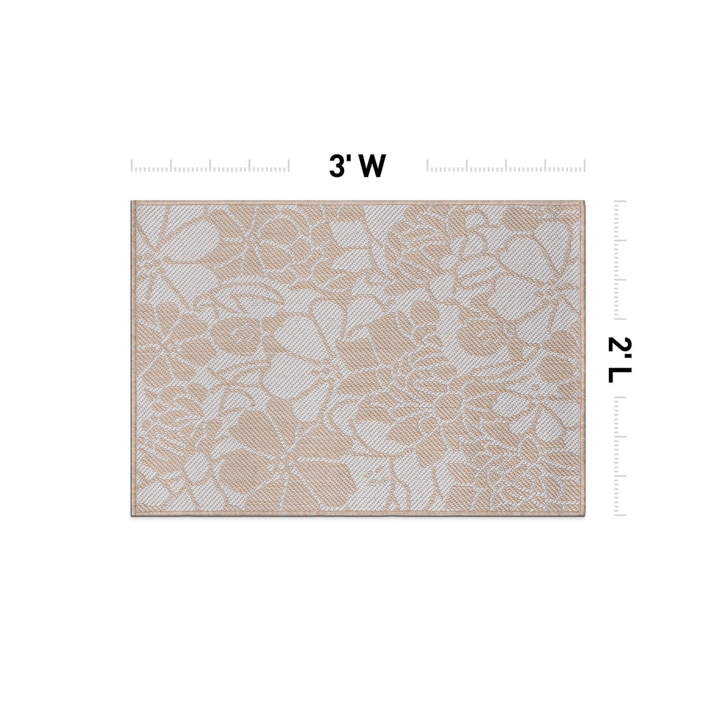 World Rug Gallery Modern Floral Flowers Textured Flat Weave Indoor/Outdoor Area Rug