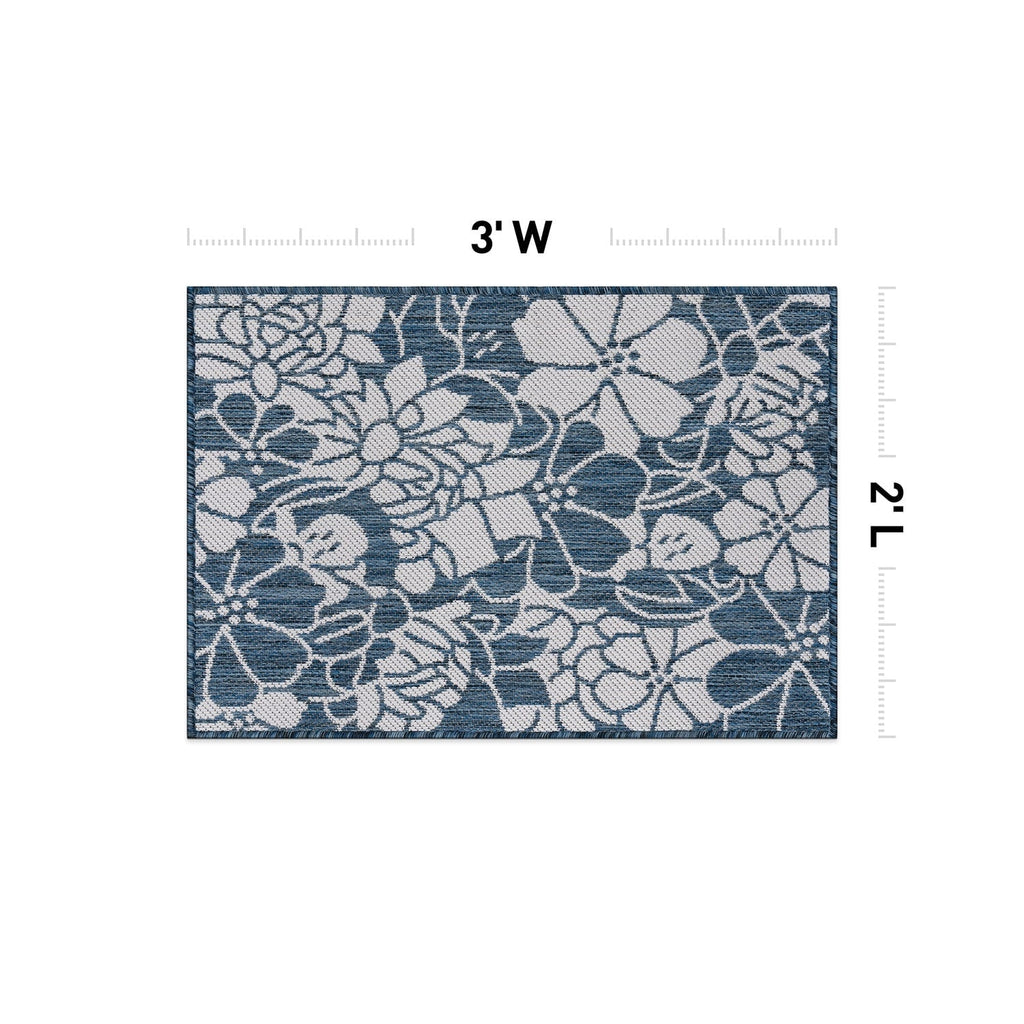 World Rug Gallery Modern Floral Flowers Textured Flat Weave Indoor/Outdoor Area Rug