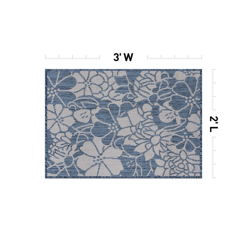 World Rug Gallery Modern Floral Flowers Textured Flat Weave Indoor/Outdoor Area Rug