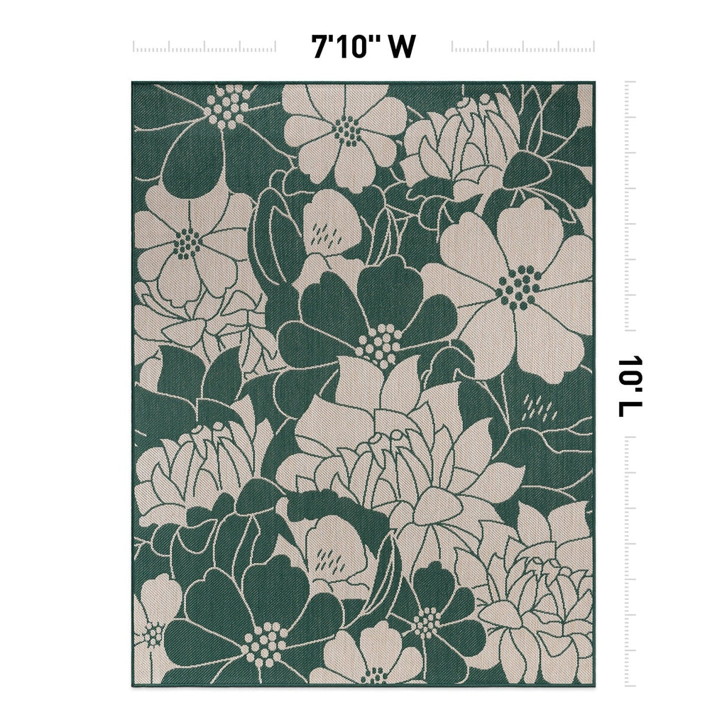 World Rug Gallery Modern Floral Flowers Textured Flat Weave Indoor/Outdoor Area Rug