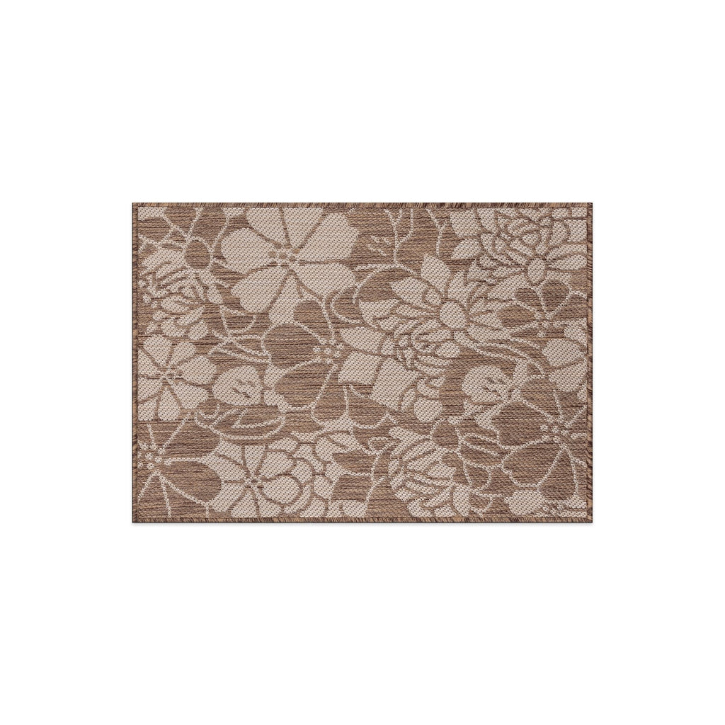 World Rug Gallery Modern Floral Flowers Textured Flat Weave Indoor/Outdoor Area Rug