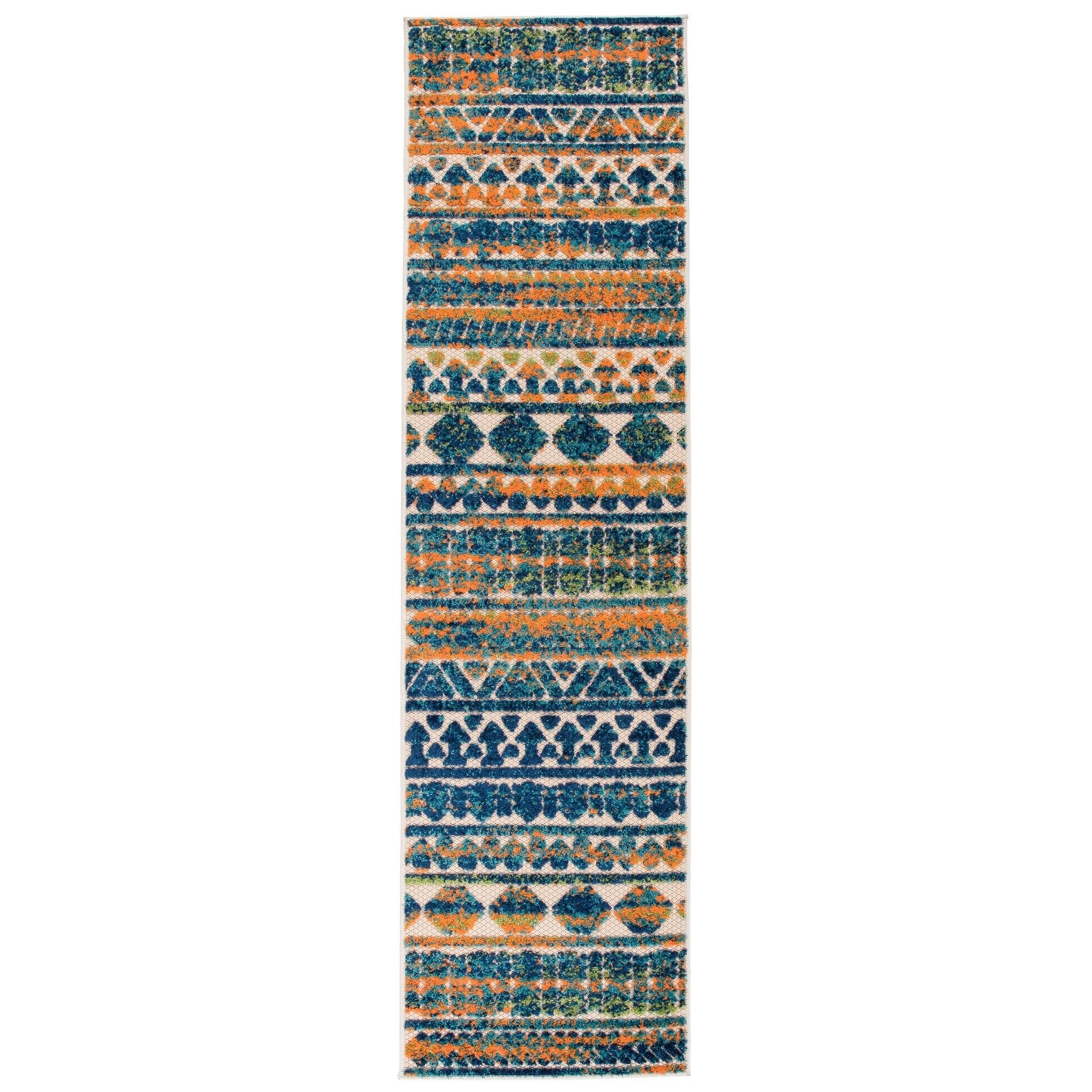 World Rug Gallery Modern Stripes Faded Geometric Indoor/Outdoor Area Rug