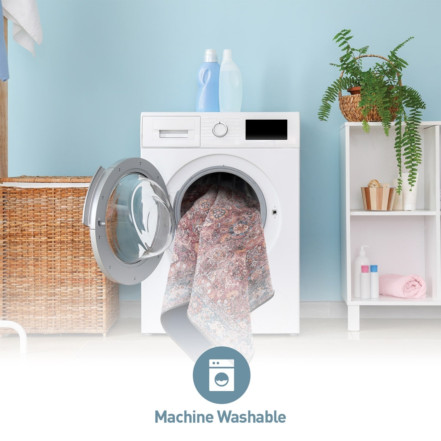 World Rug Gallery Transitional Bordered Vintage Machine Washable Non Slip Area Rug