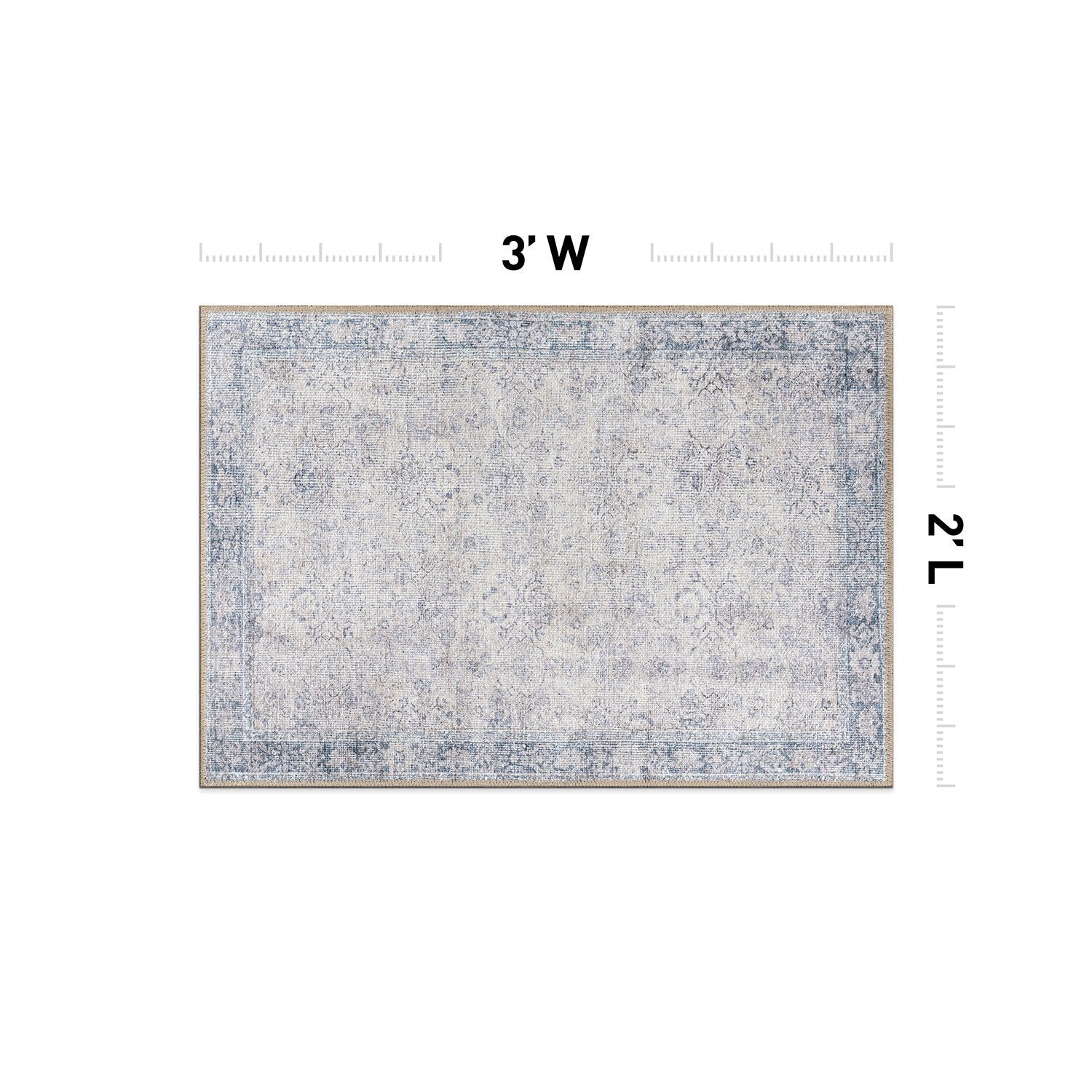 World Rug Gallery Transitional Bordered Vintage Machine Washable Non Slip Area Rug