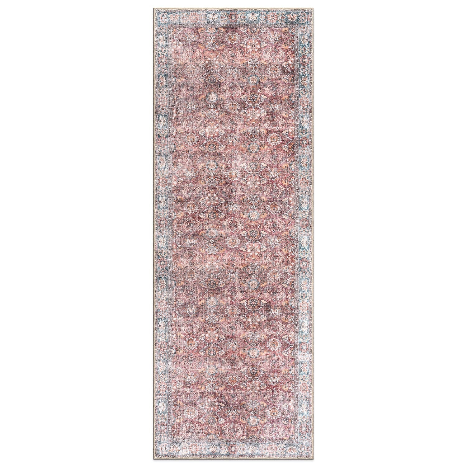 World Rug Gallery Transitional Bordered Vintage Machine Washable Non Slip Area Rug
