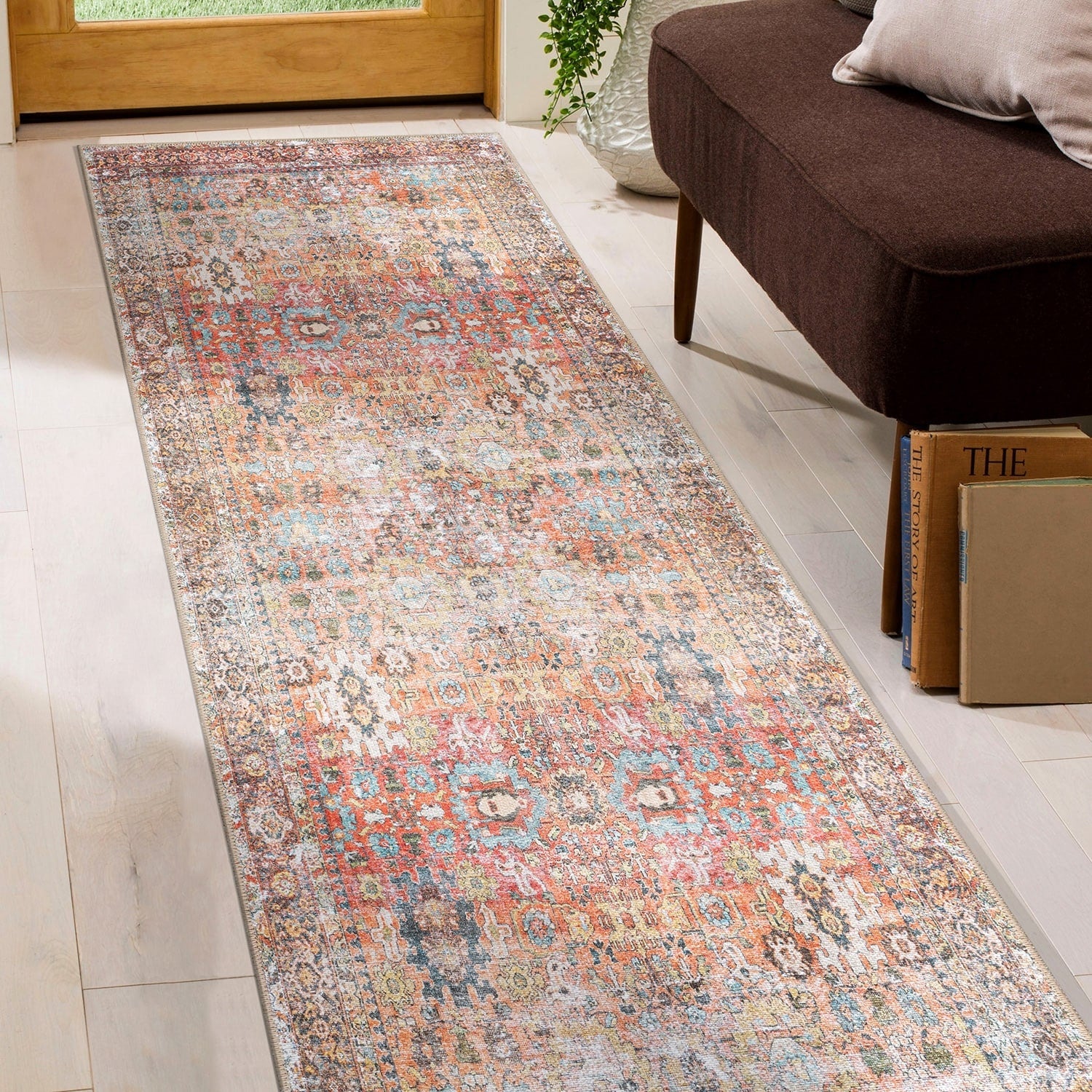 World Rug Gallery Transitional Distressed Machine Washable Non Slip Area Rug