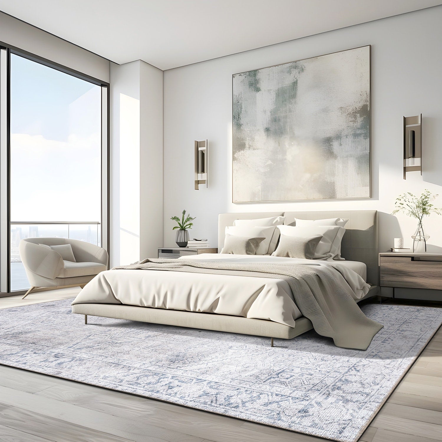 World Rug Gallery Vintage Boho Medallion Machine Washable Non Slip Area Rug