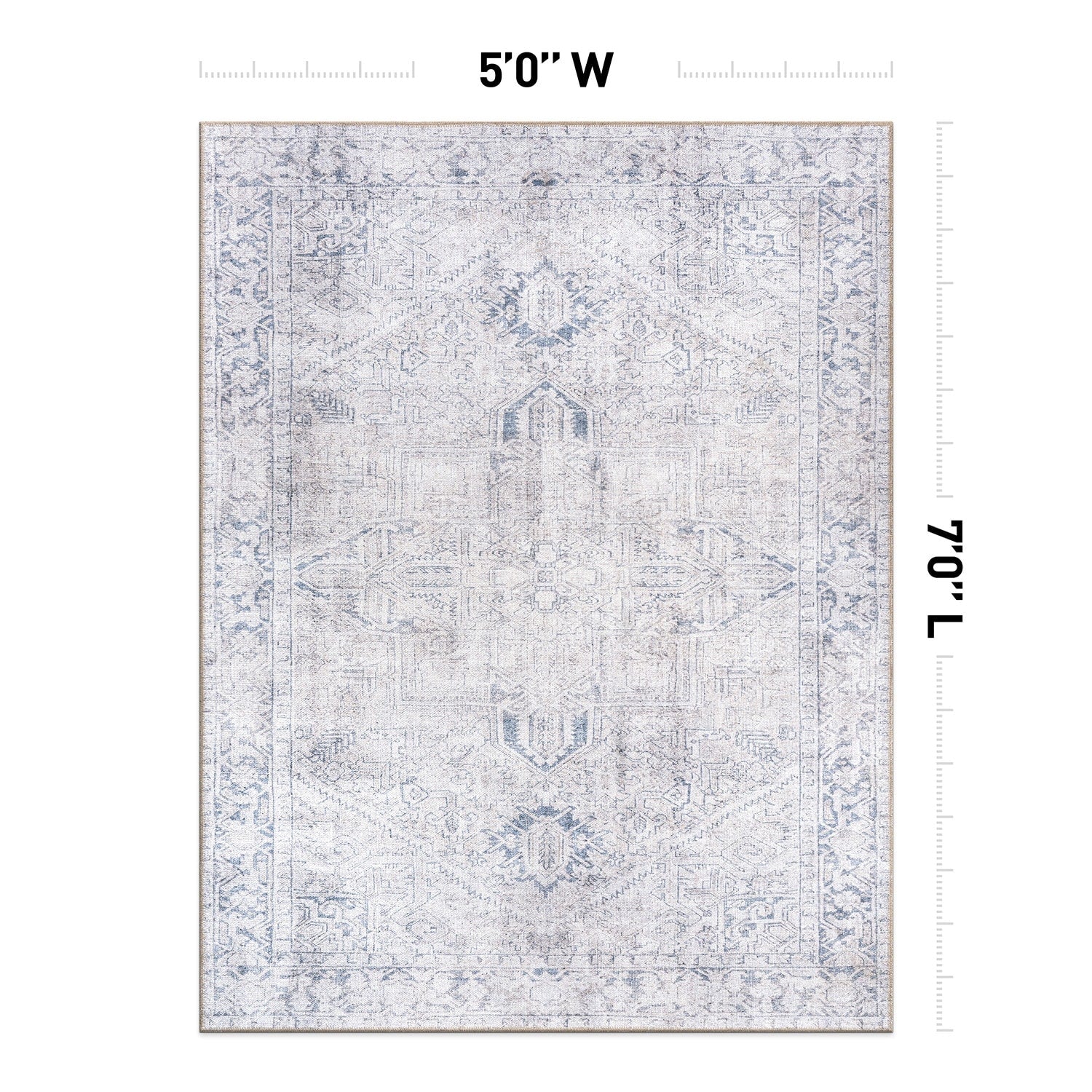 World Rug Gallery Vintage Boho Medallion Machine Washable Non Slip Area Rug