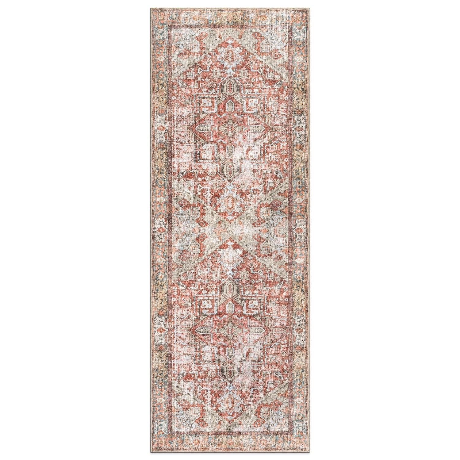 World Rug Gallery Vintage Boho Medallion Machine Washable Non Slip Area Rug