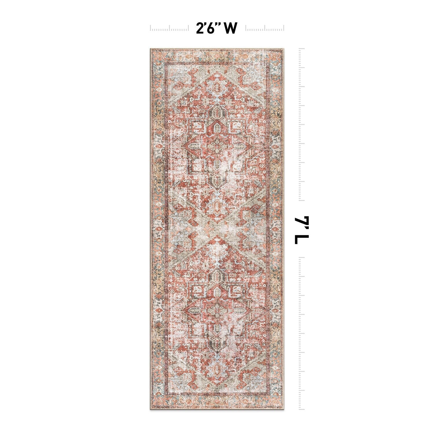 World Rug Gallery Vintage Boho Medallion Machine Washable Non Slip Area Rug