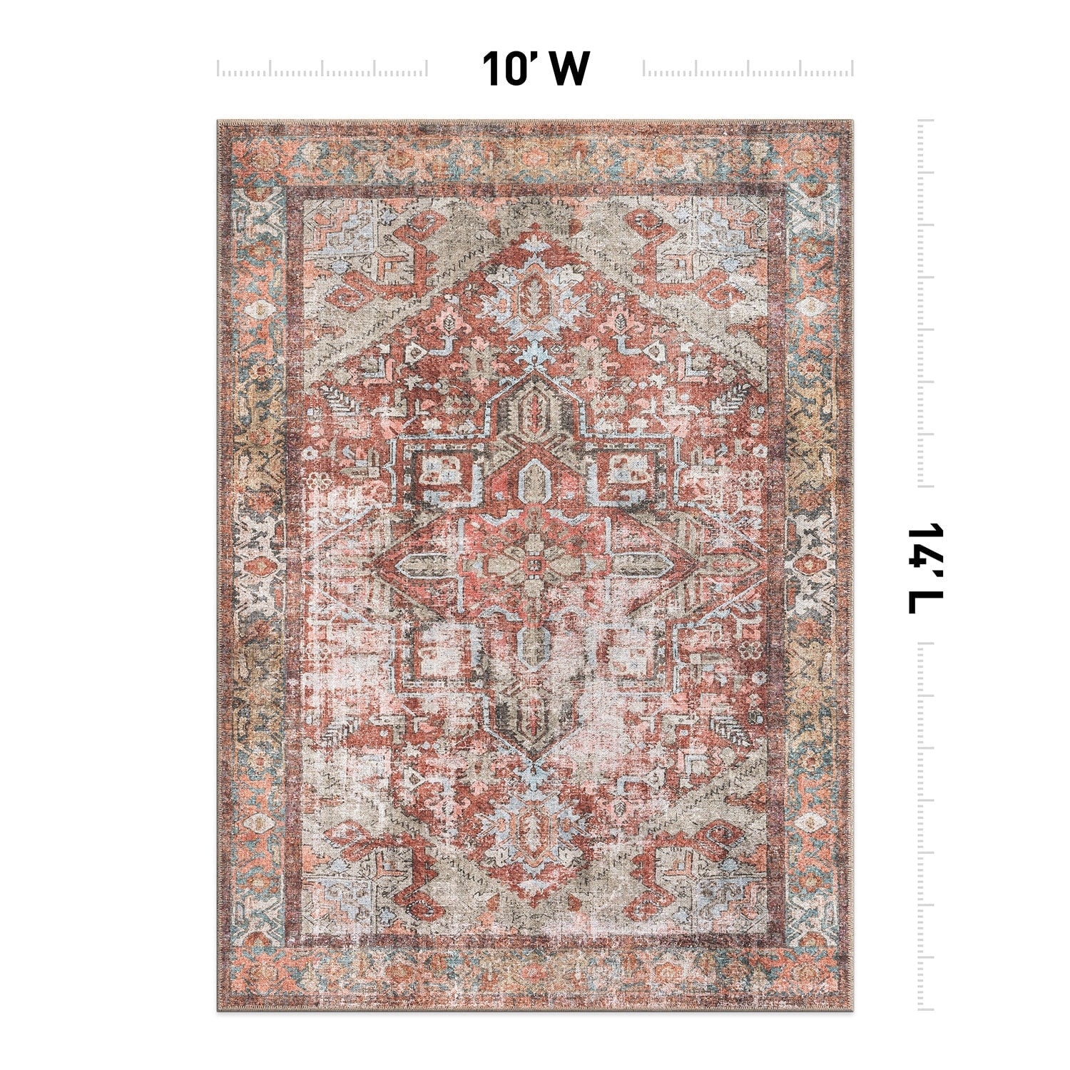 World Rug Gallery Vintage Boho Medallion Machine Washable Non Slip Area Rug