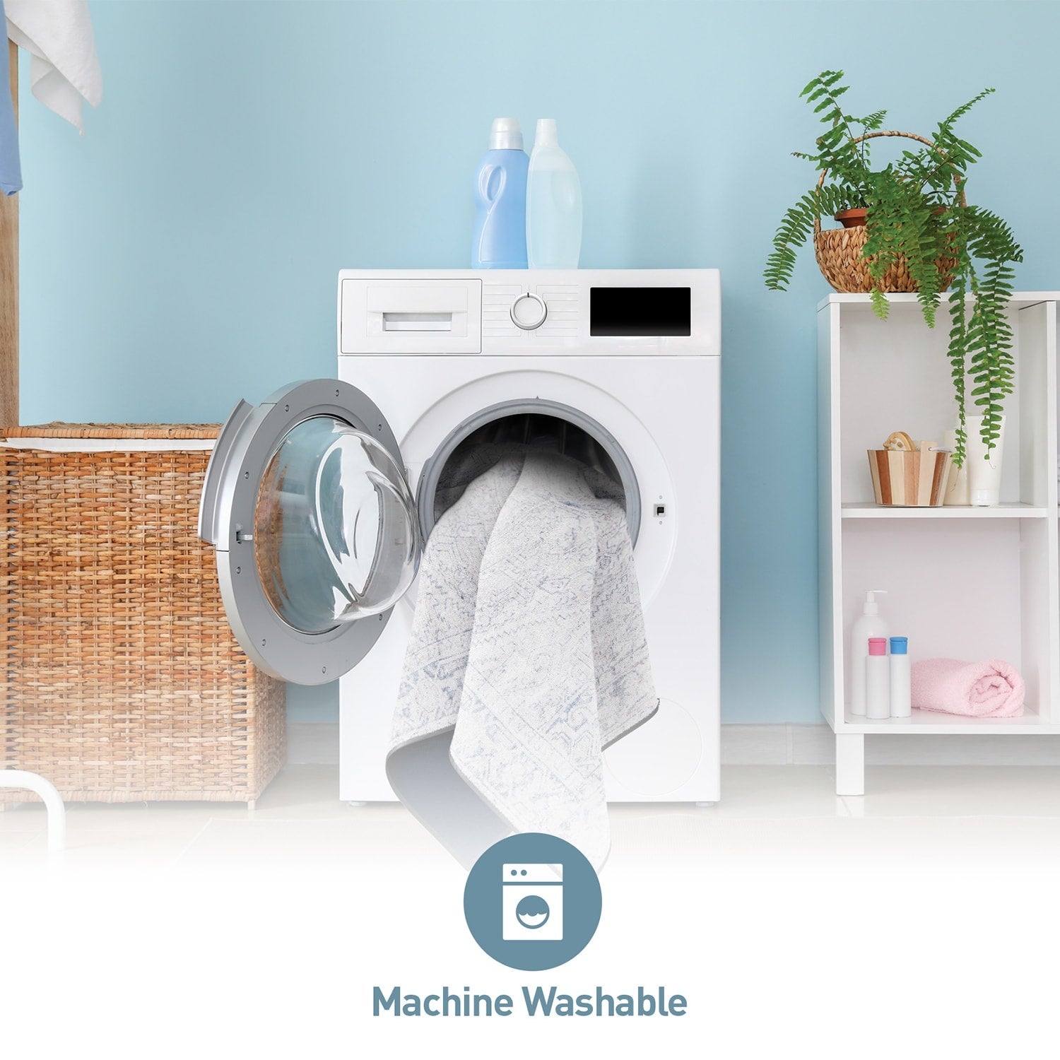 World Rug Gallery Vintage Boho Medallion Machine Washable Non Slip Area Rug