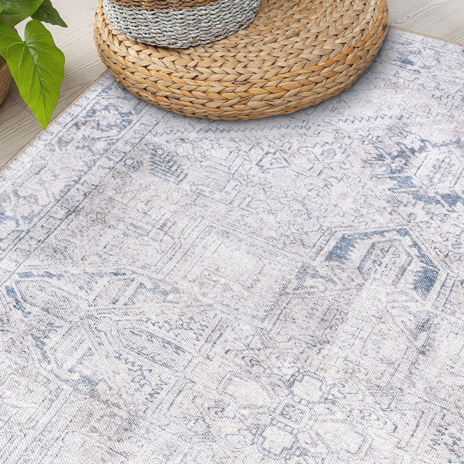 World Rug Gallery Vintage Boho Medallion Machine Washable Non Slip Area Rug