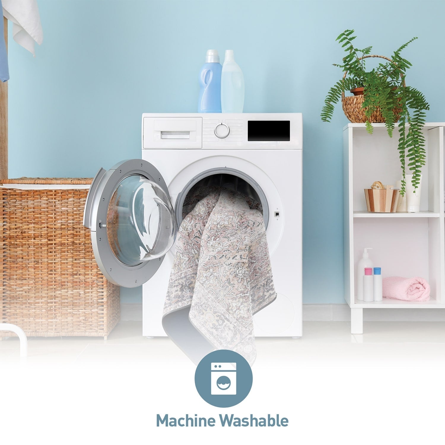 World Rug Gallery Vintage Distressed Machine Washable Non Slip Area Rug