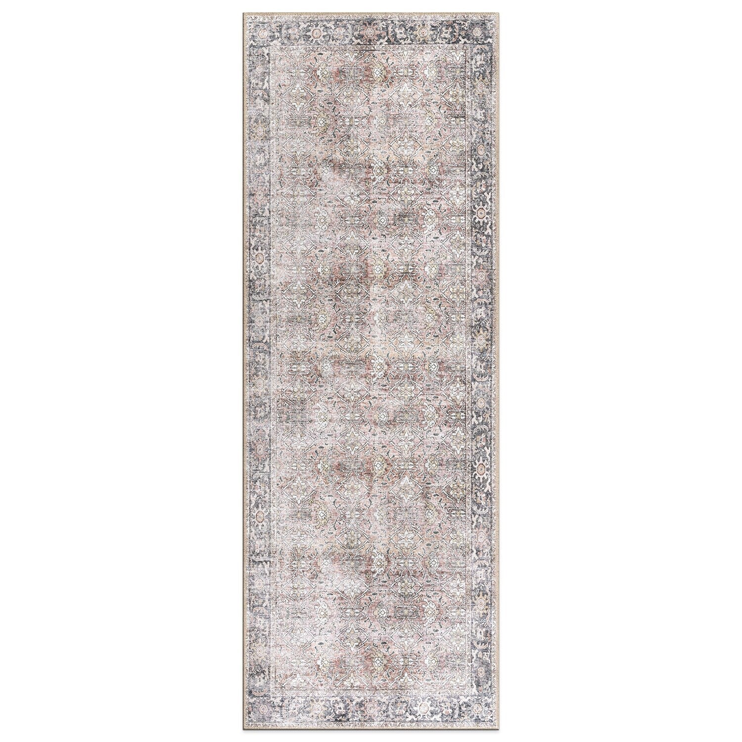 World Rug Gallery Vintage Distressed Machine Washable Non Slip Area Rug