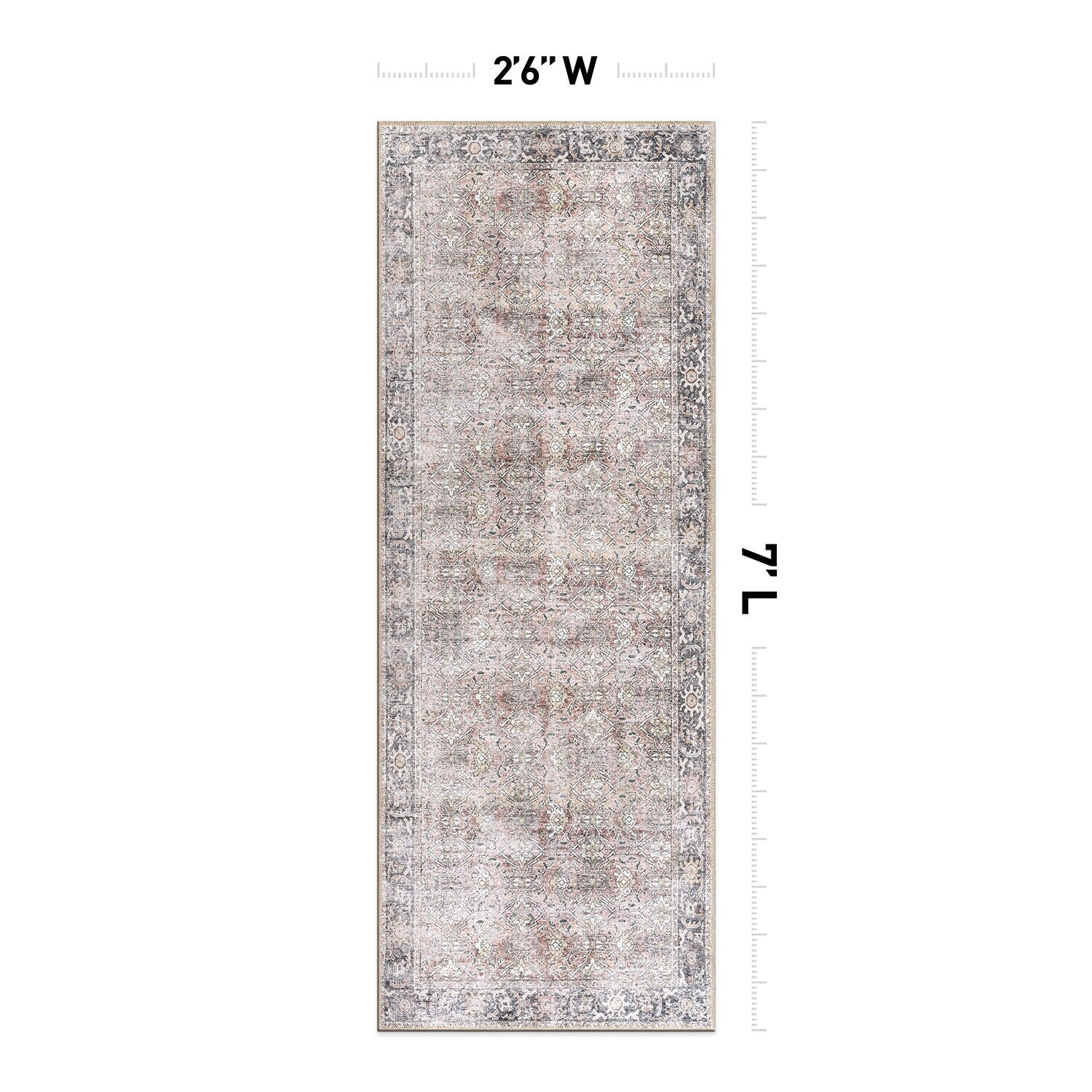 World Rug Gallery Vintage Distressed Machine Washable Non Slip Area Rug