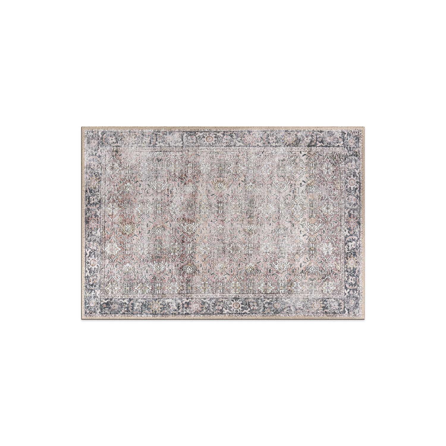 World Rug Gallery Vintage Distressed Machine Washable Non Slip Area Rug