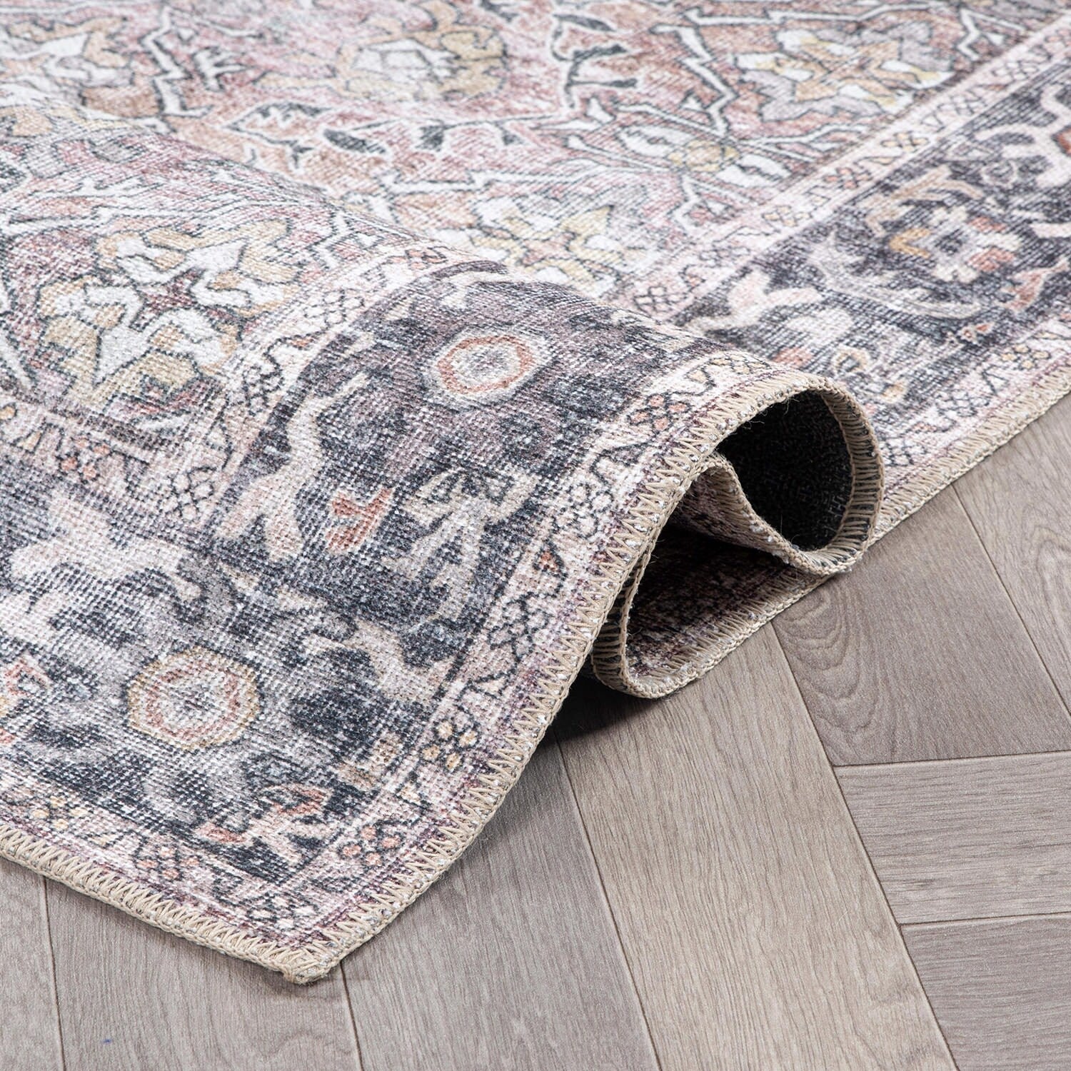 World Rug Gallery Vintage Distressed Machine Washable Non Slip Area Rug