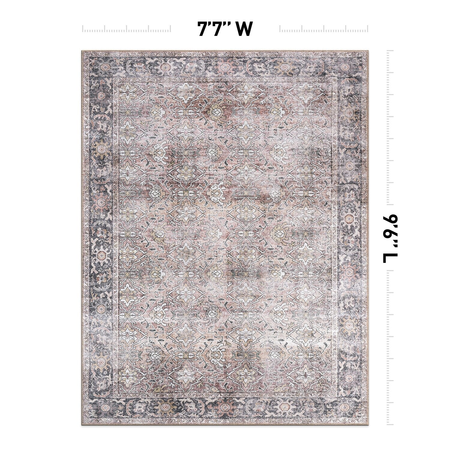 World Rug Gallery Vintage Distressed Machine Washable Non Slip Area Rug