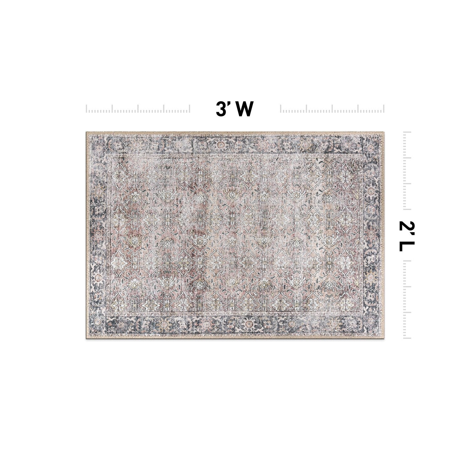 World Rug Gallery Vintage Distressed Machine Washable Non Slip Area Rug