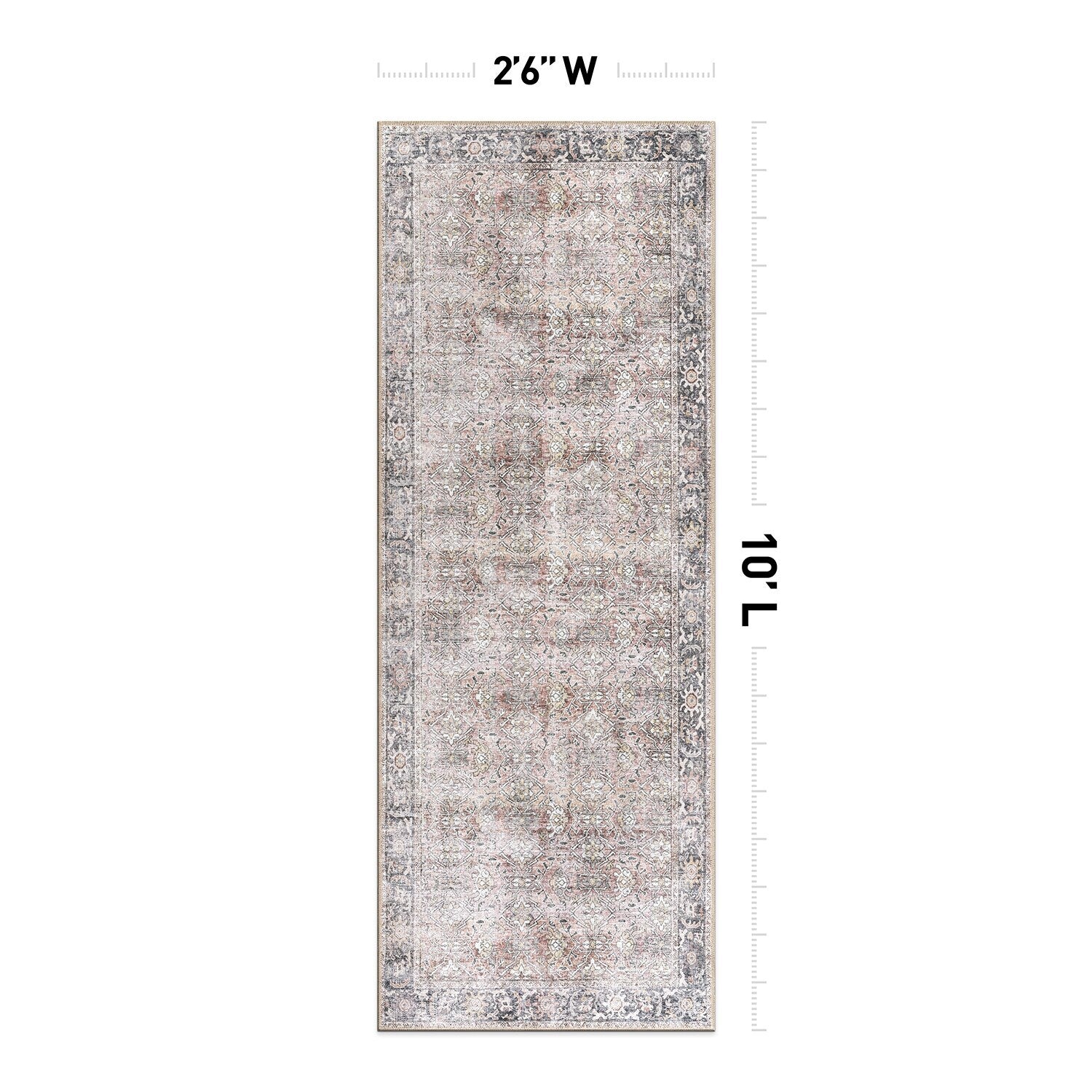 World Rug Gallery Vintage Distressed Machine Washable Non Slip Area Rug