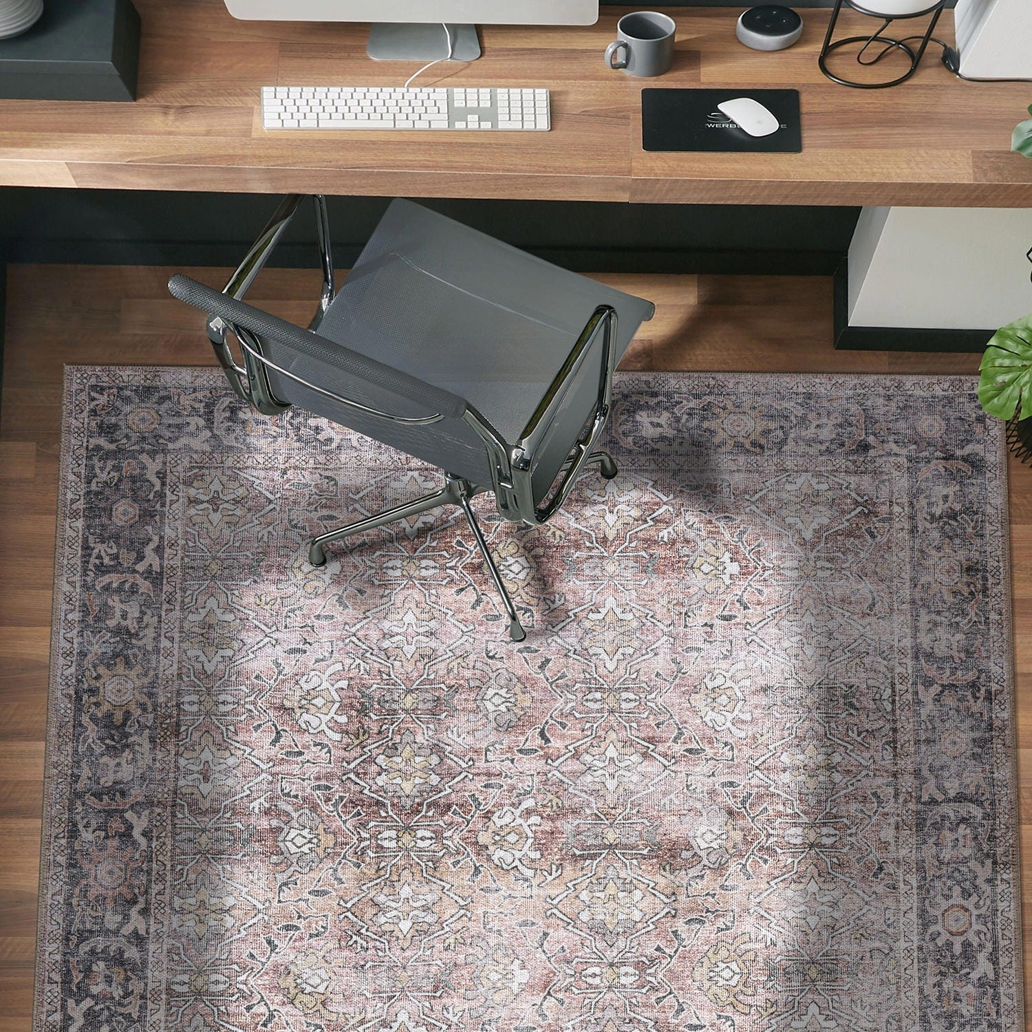 World Rug Gallery Vintage Distressed Machine Washable Non Slip Area Rug